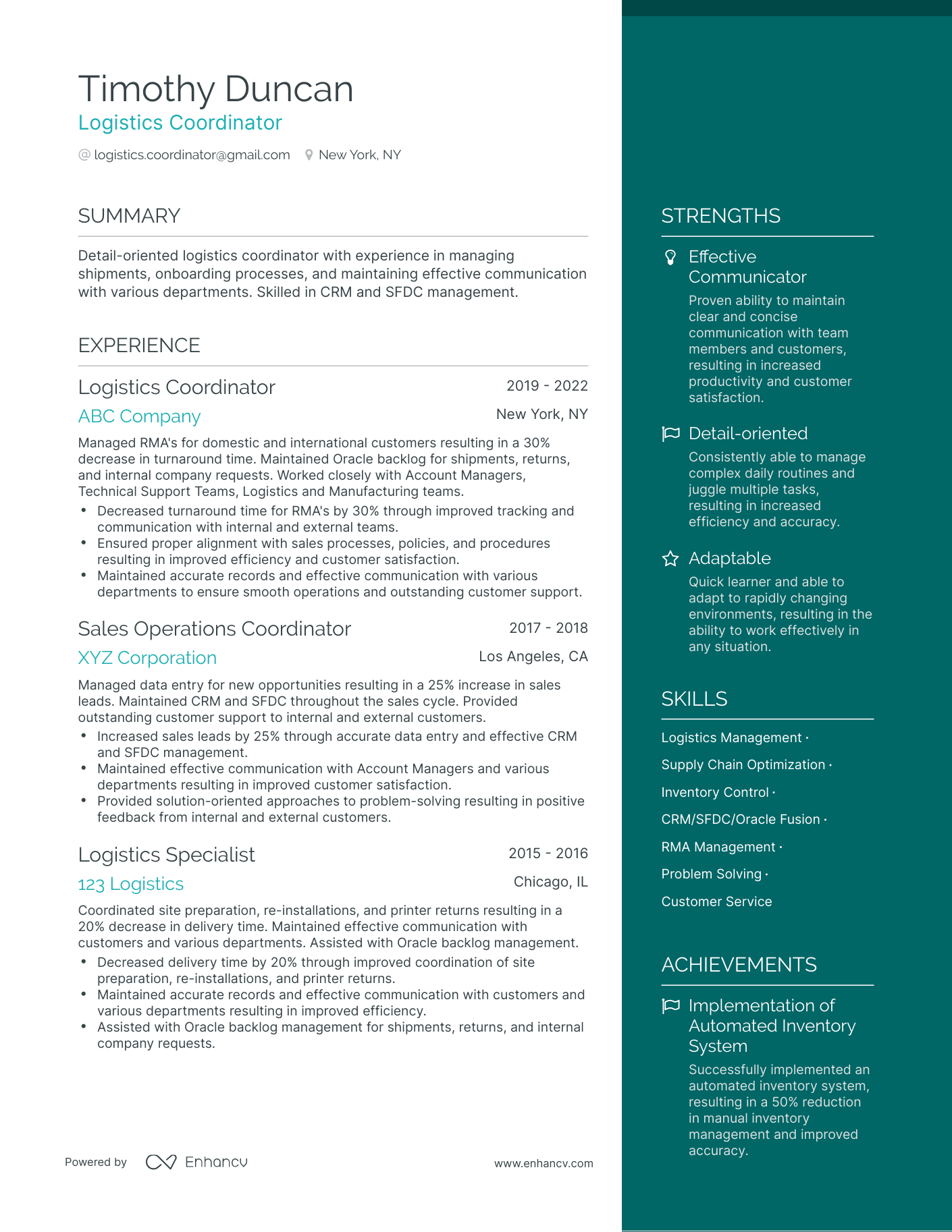 5 Logistics Coordinator Resume Examples & Guide for 2024