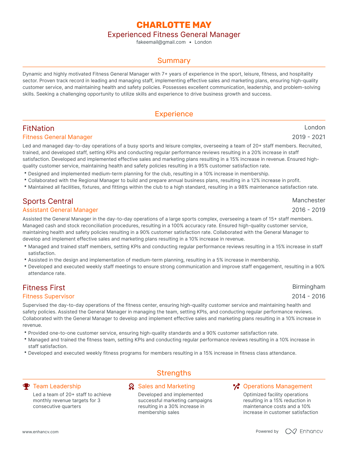 5 Fitness General Manager Resume Examples & Guide for 2024