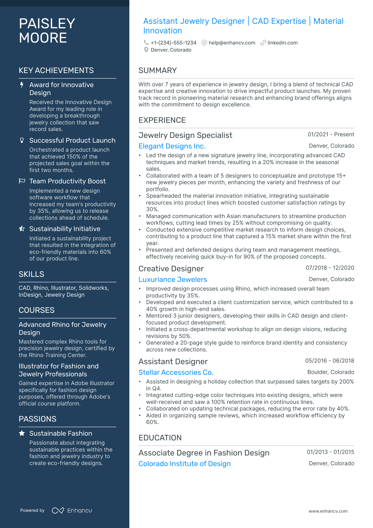 10 Jewelry Designer Resume Examples & Guide for 2025