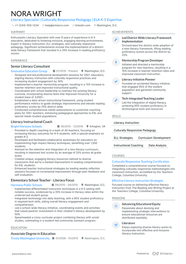 5 Educational Consultant Resume Examples & Guide for 2024