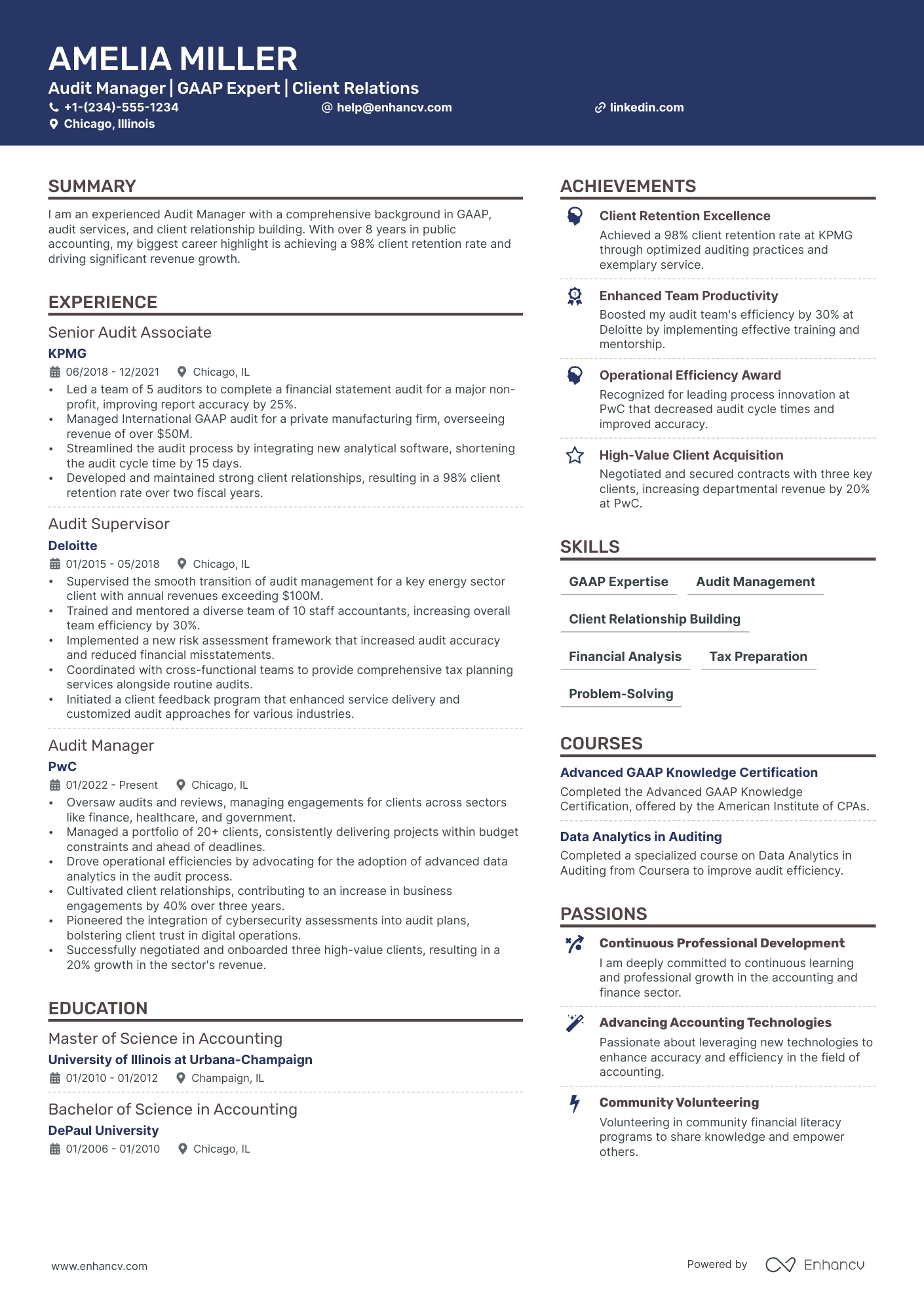 5 Audit Manager Resume Examples & Guide for 2024