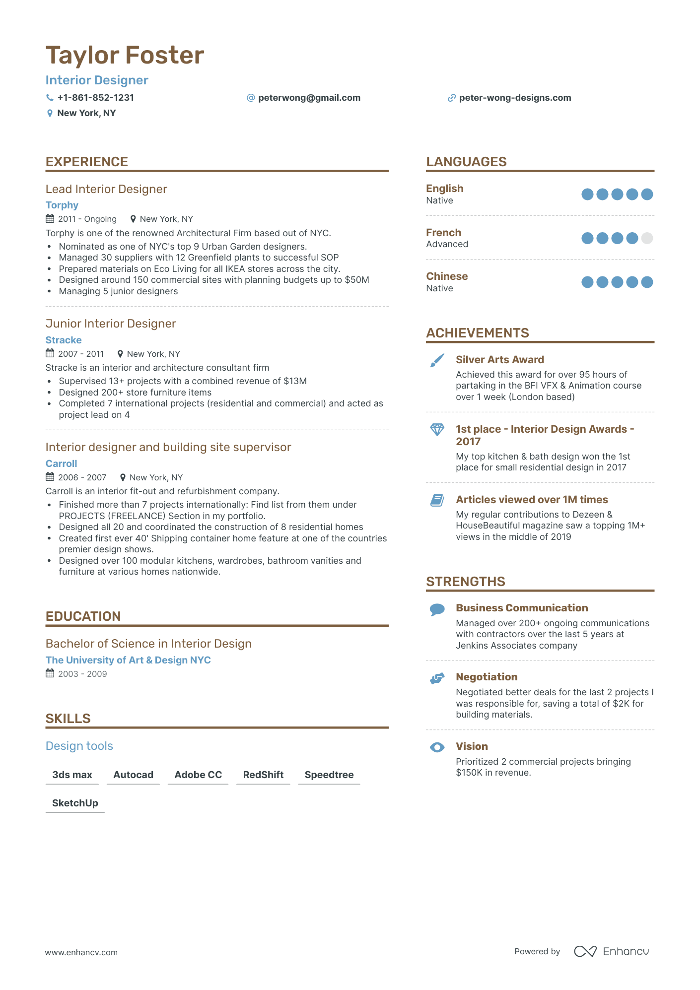 7 Interior Designer Resume Examples & Guide for 2024