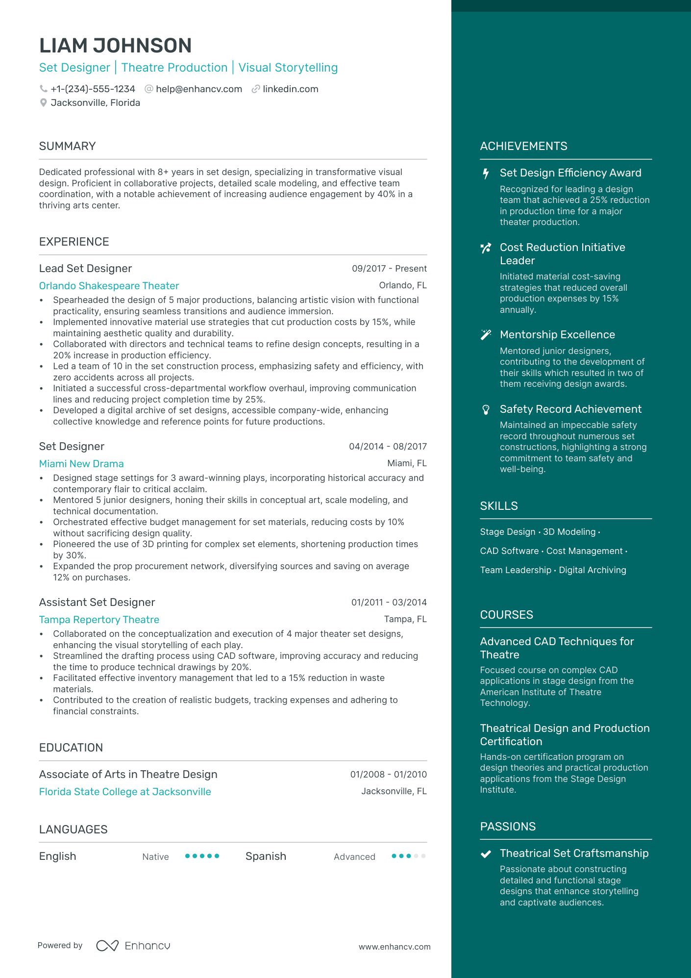 5 Set Designer Resume Examples & Guide for 2024