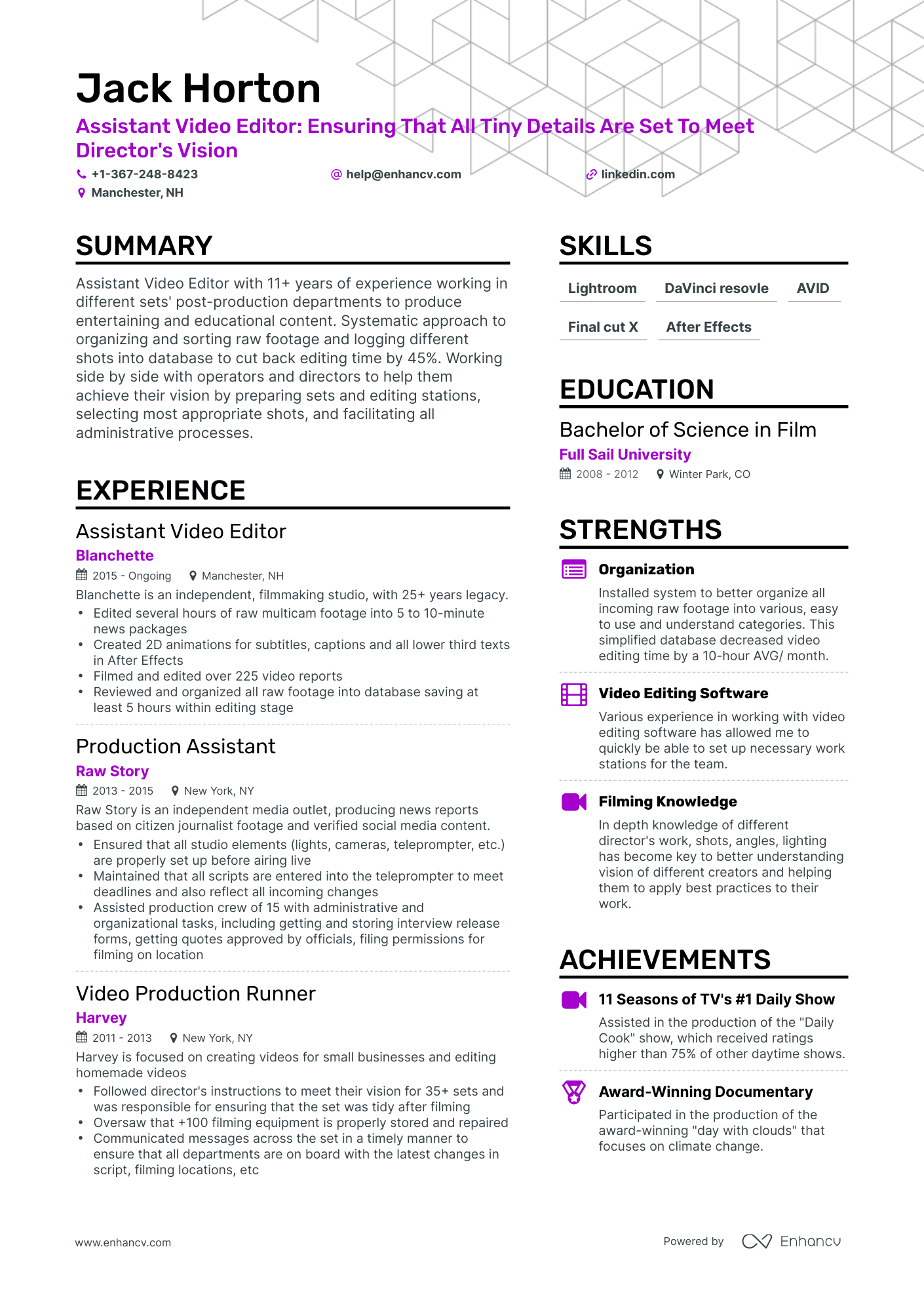 6 Video Editor Resume Examples & Guide For 2024