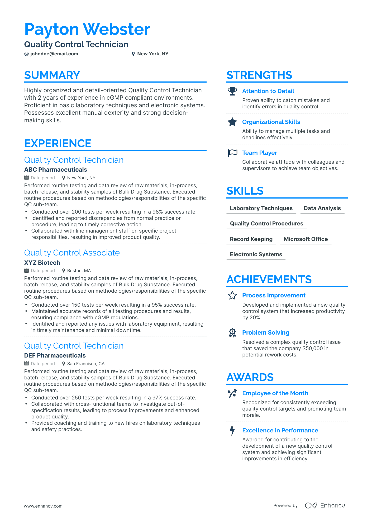 6 Quality Control Resume Examples & Guide for 2024