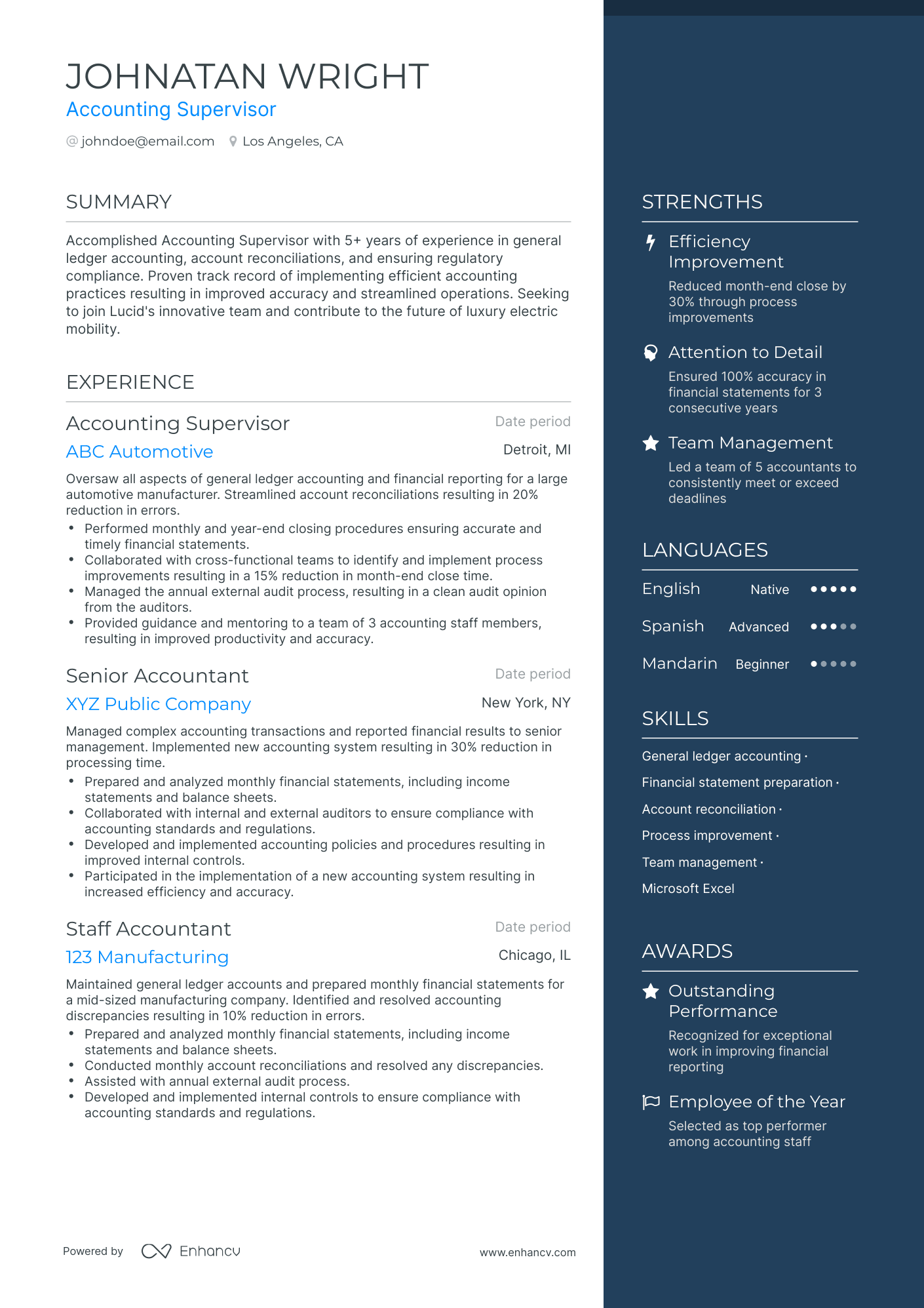 5 Accounting Supervisor Resume Examples & Guide for 2023