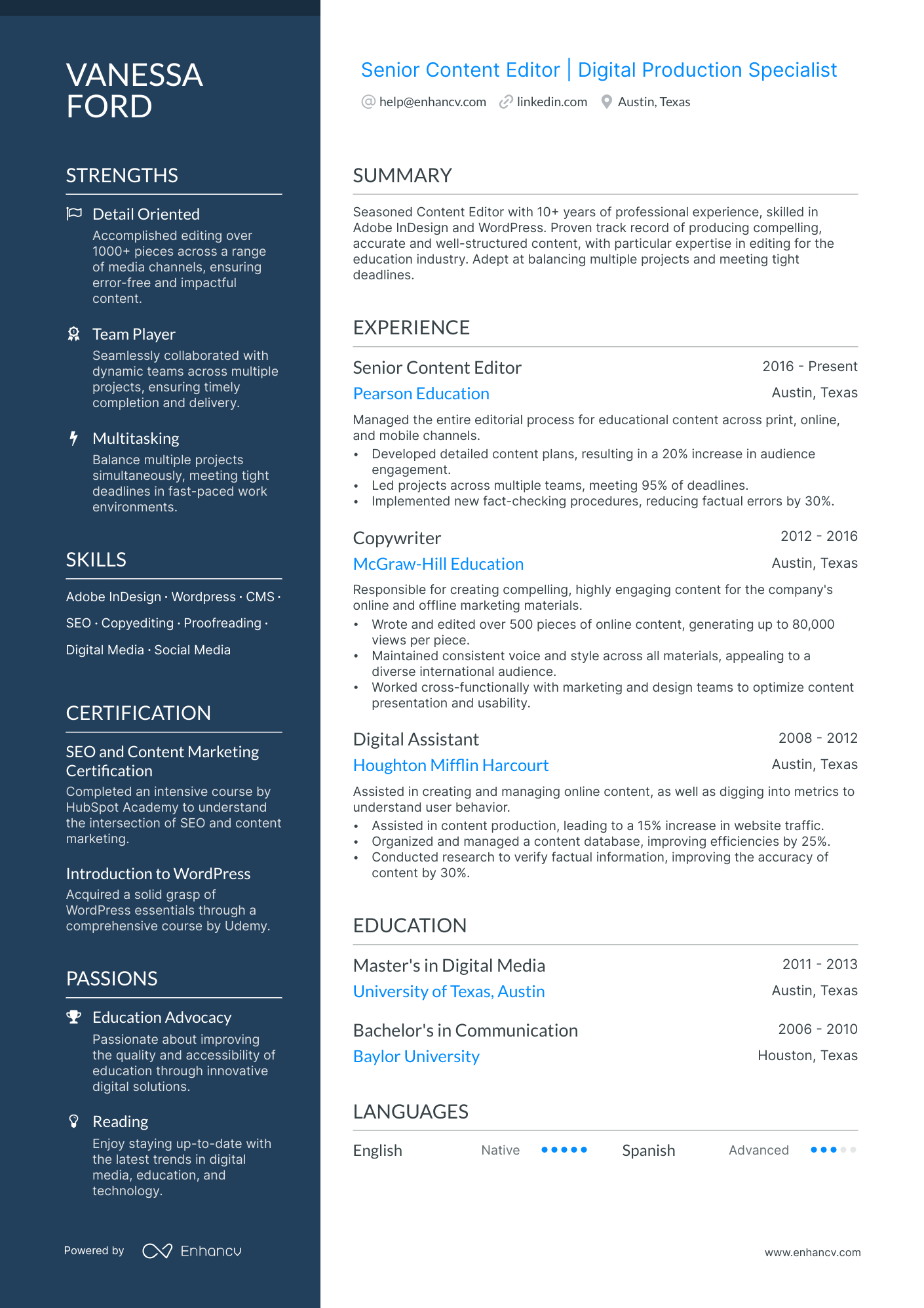 5 Content Editor Resume Examples & Guide for 2024