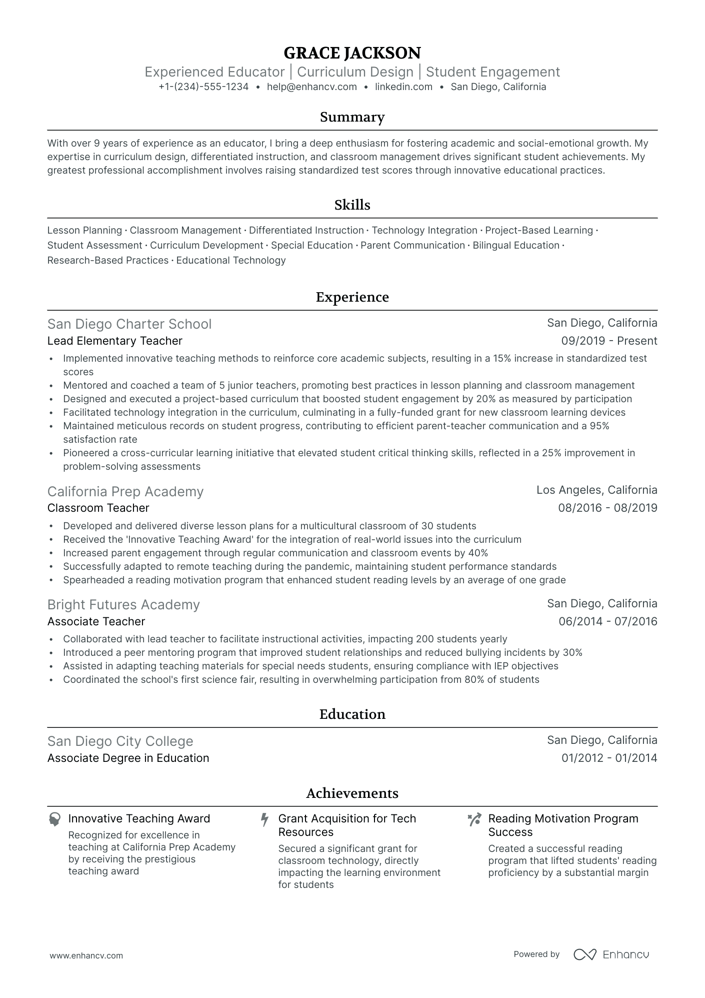 5 Kindergarten Teacher Resume Examples & Guide for 2024