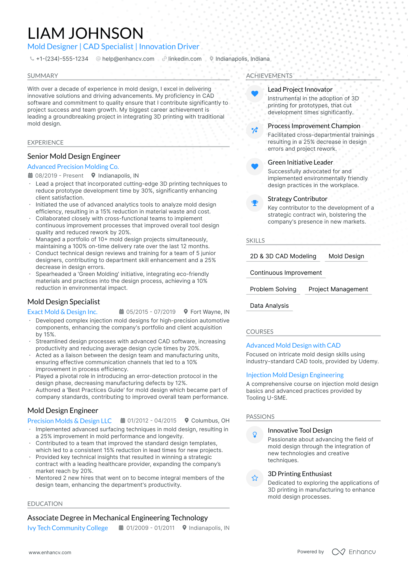 5 Mold Designer Resume Examples & Guide for 2024