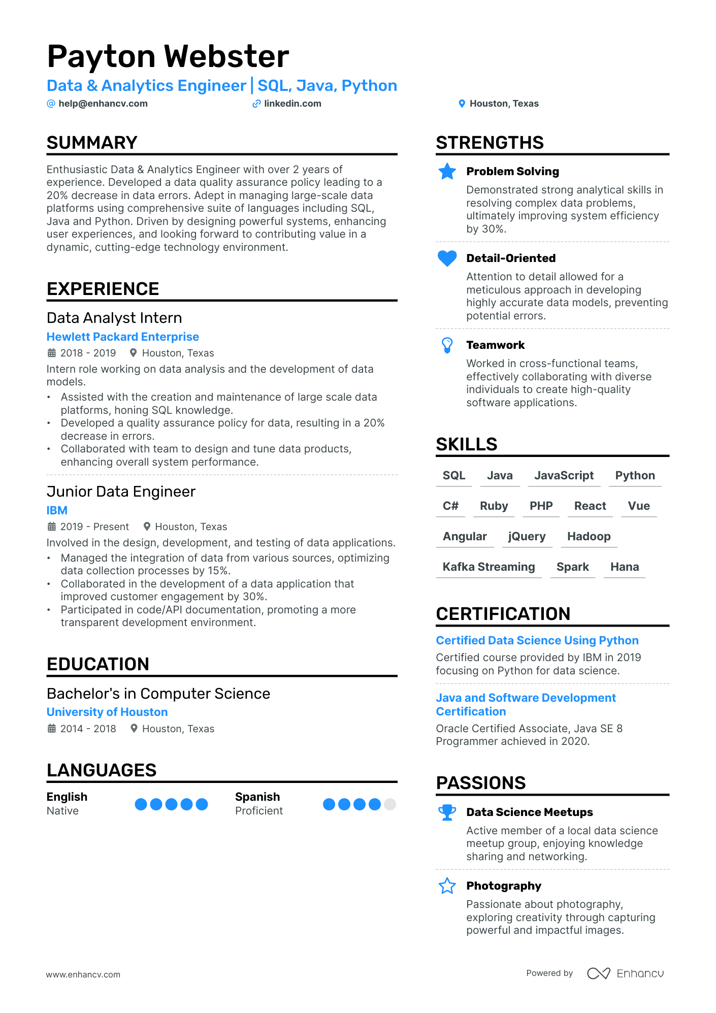 5 Junior Data Engineer Resume Examples & Guide for 2024