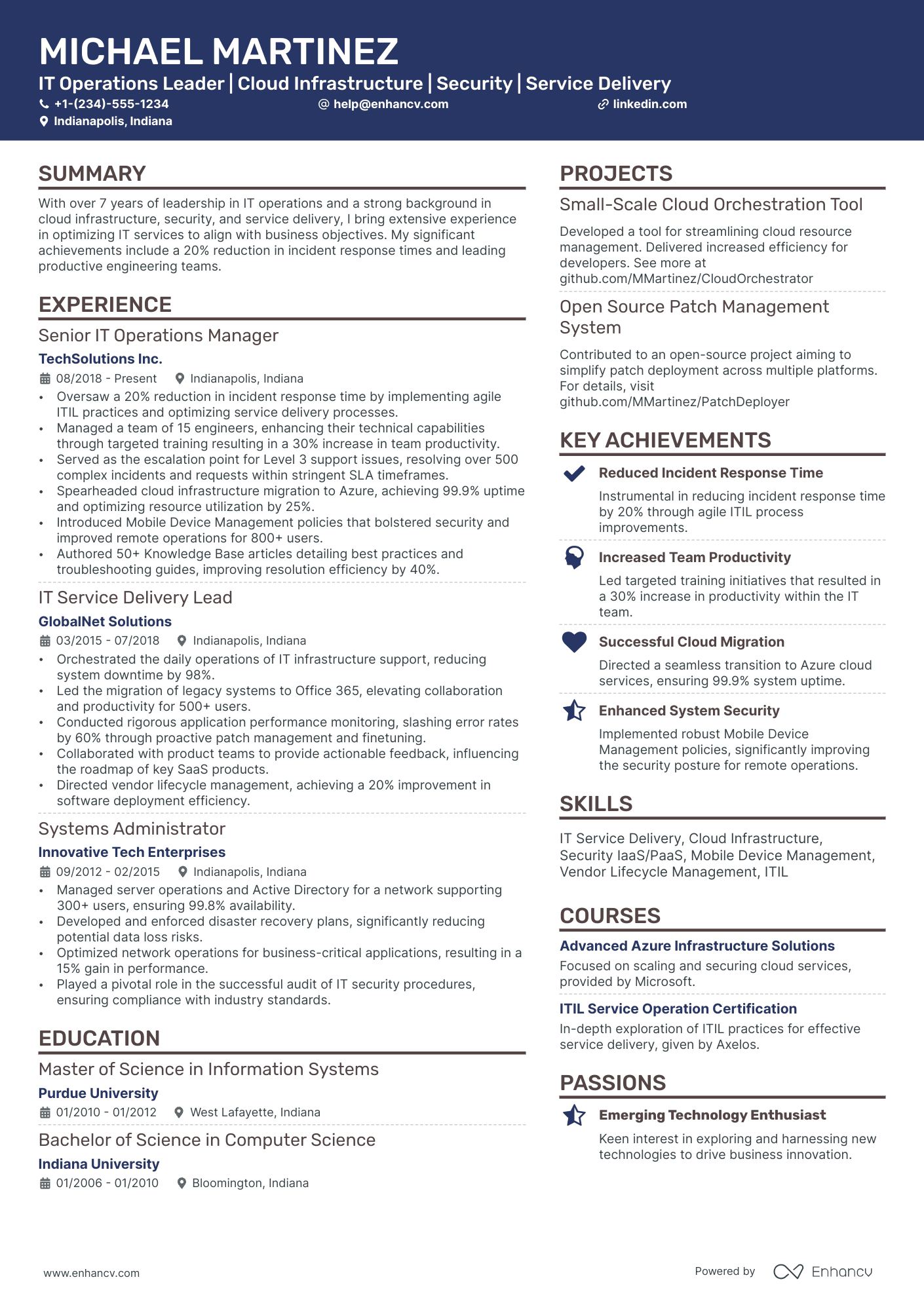 10 IT Operations Manager Resume Examples & Guide for 2025