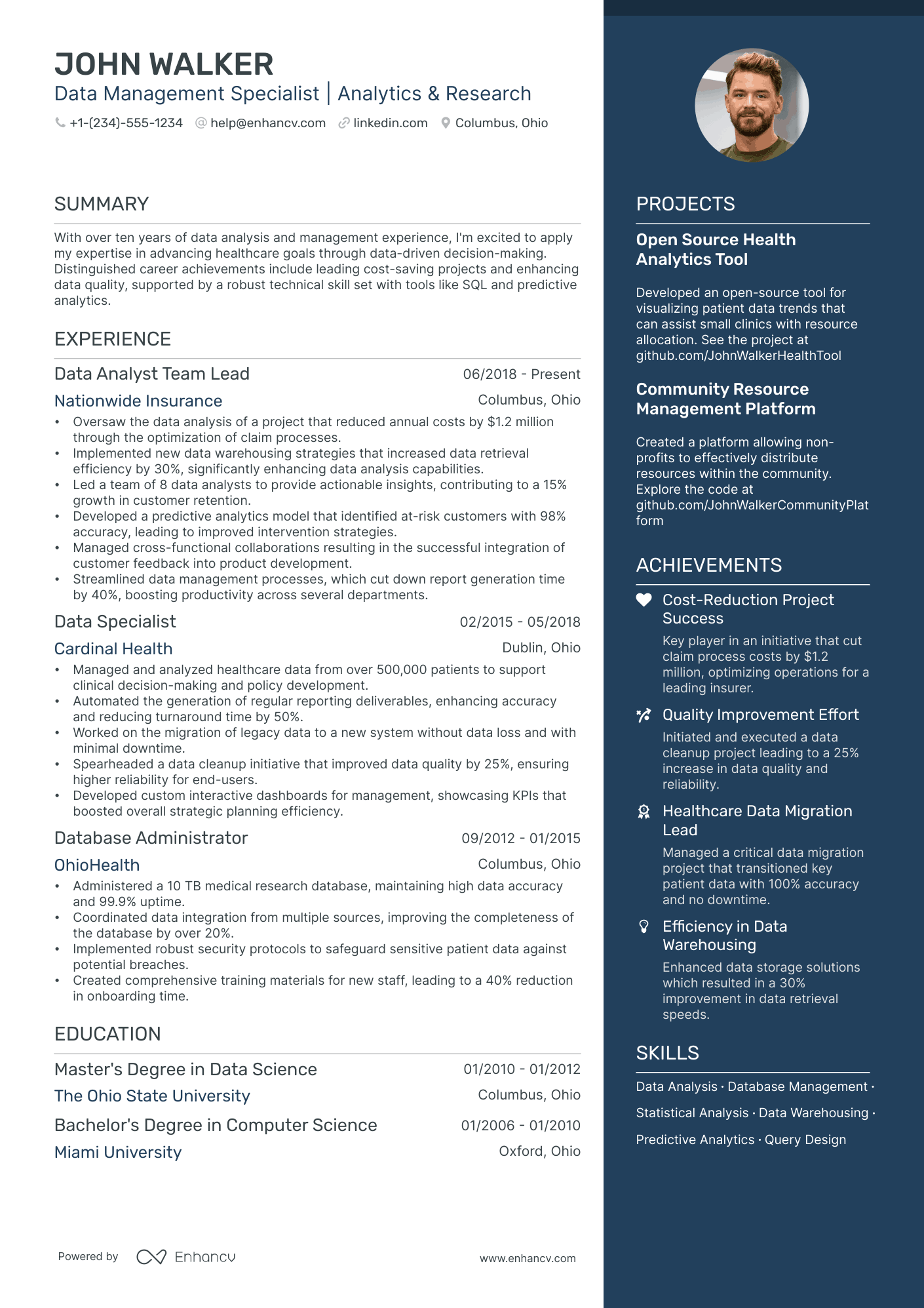 5 Data Management Analyst Resume Examples & Guide for 2024