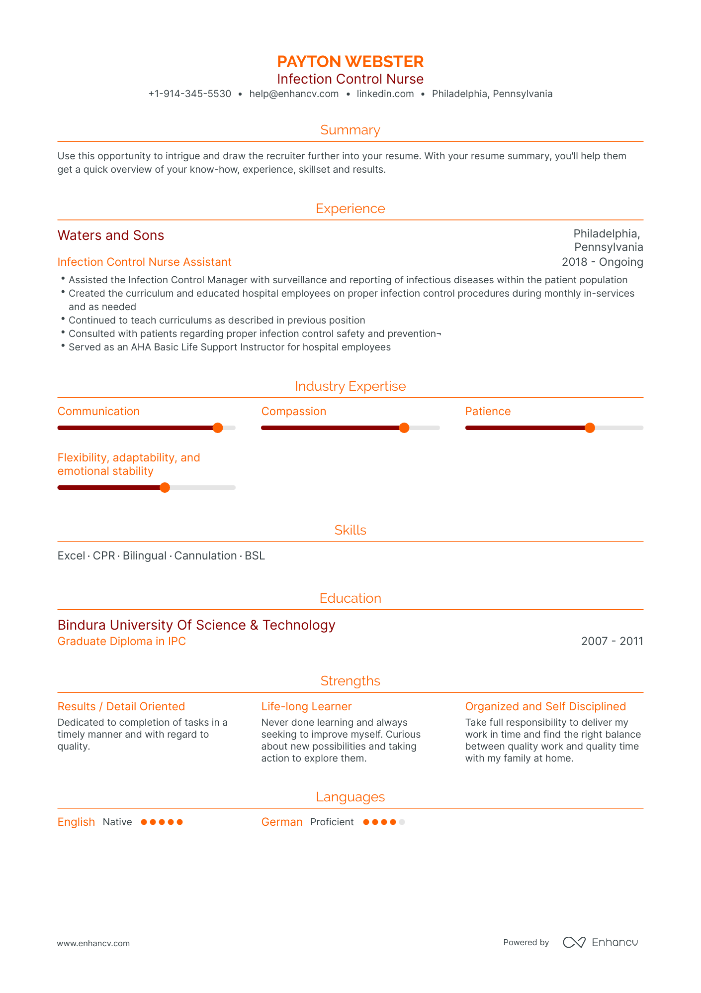 Infection Control Nurse Resume Examples & Guide For 2023 (layout 