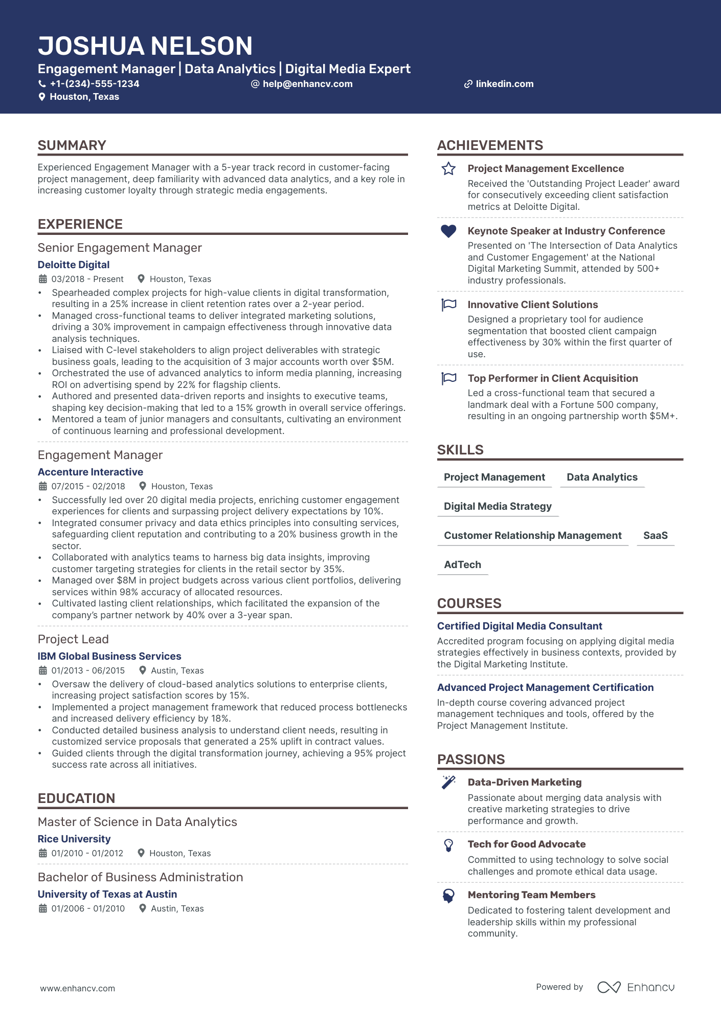 5 Engagement Manager Resume Examples & Guide for 2024