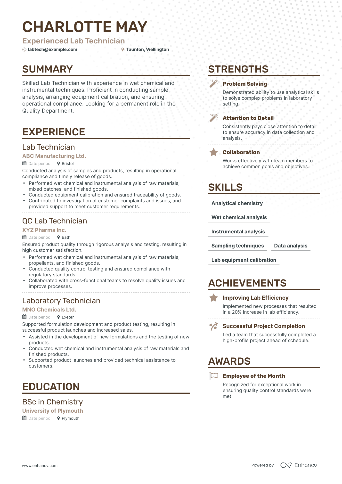 5 Lab Technician Resume Examples & Guide for 2024