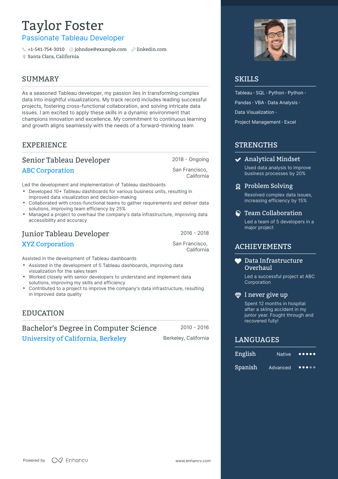 5 Tableau Developer Resume Examples & Guide for 2023