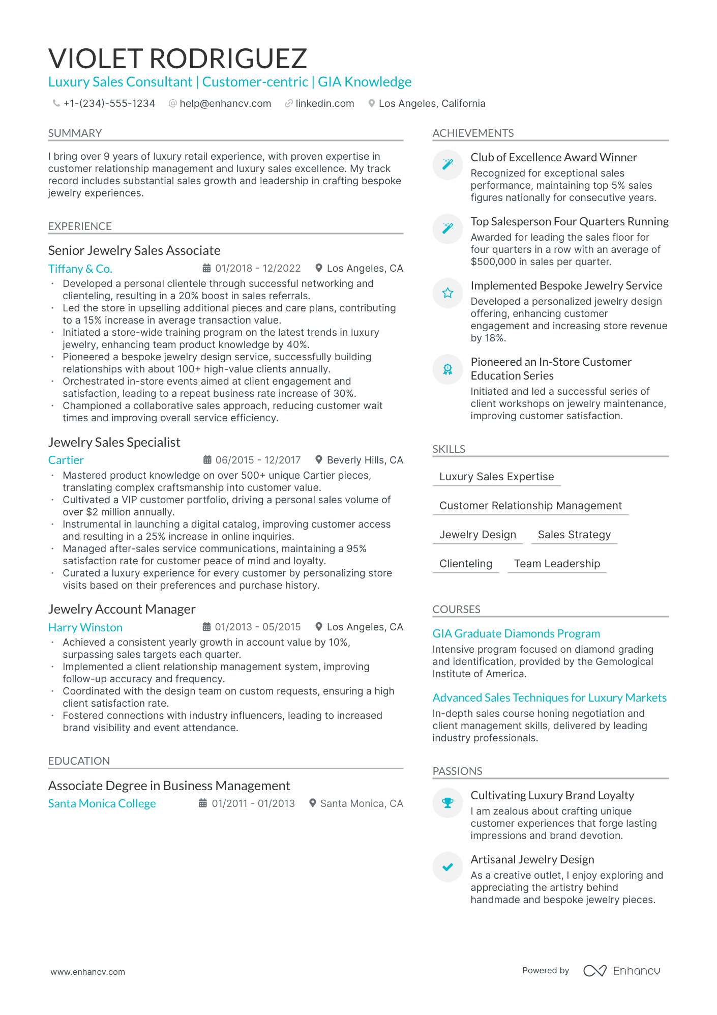 5 Jewelry Sales Resume Examples & Guide for 2024