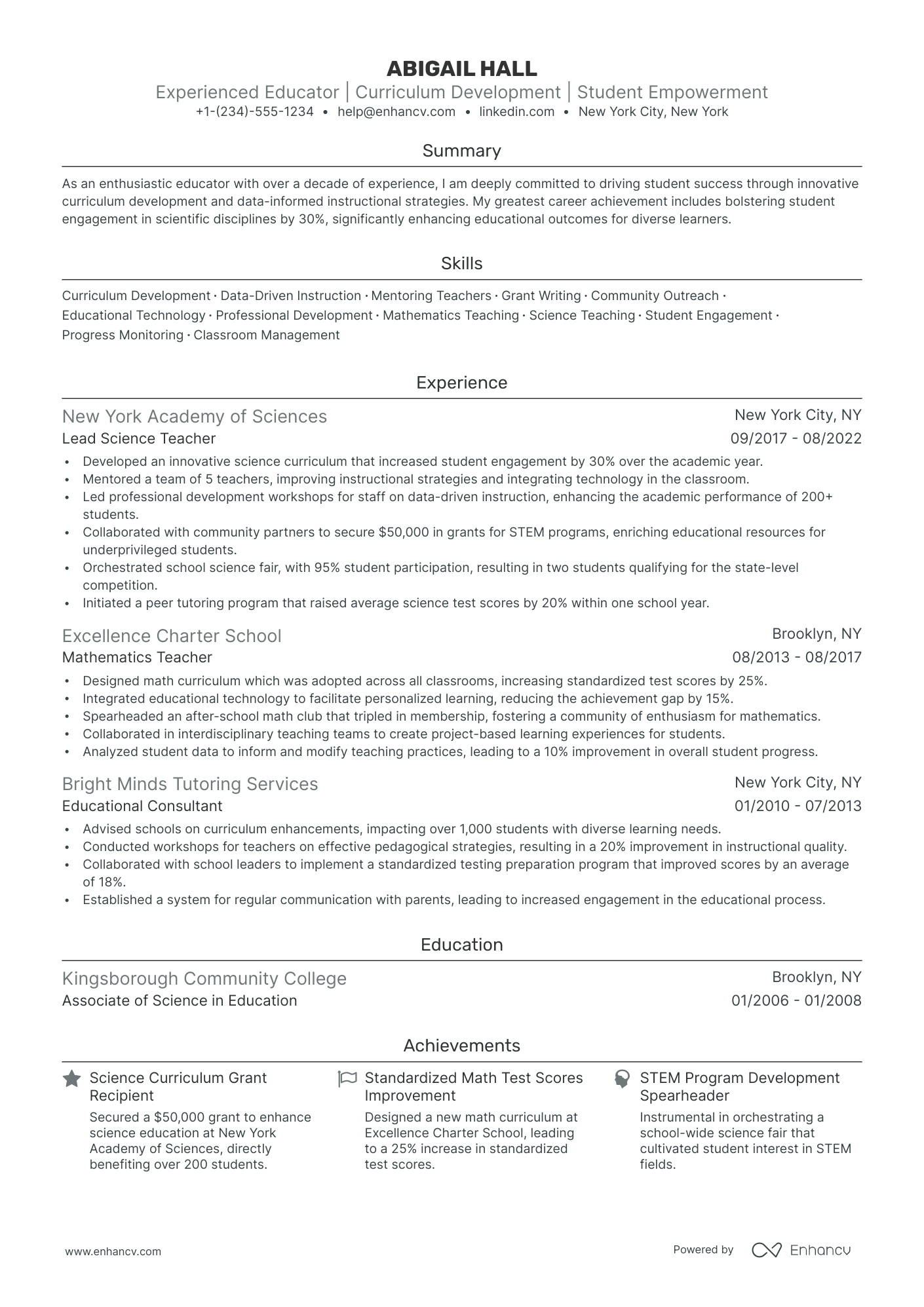 5 Music Teacher Resume Examples & Guide for 2024