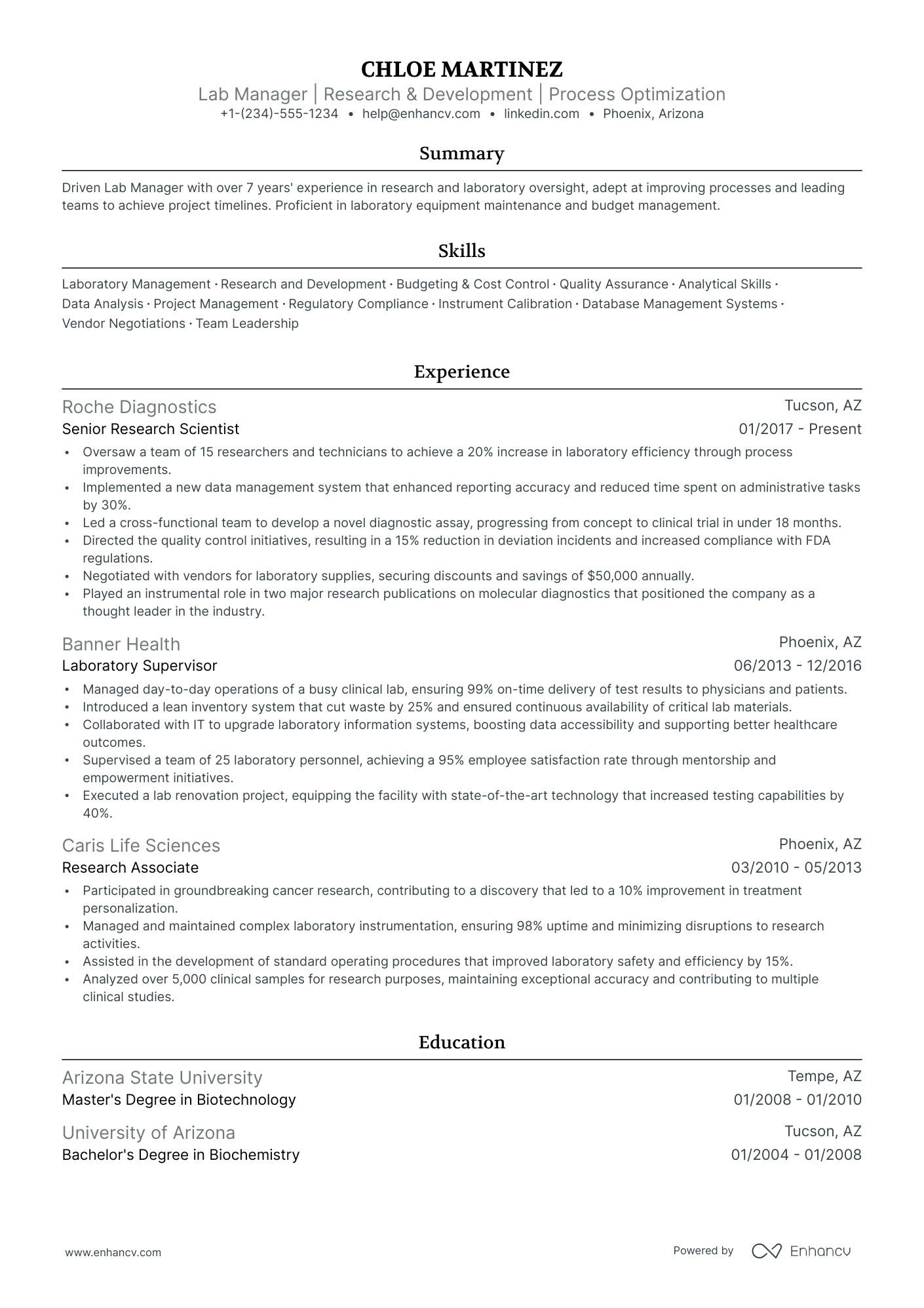 5 Lab Manager Resume Examples & Guide for 2024