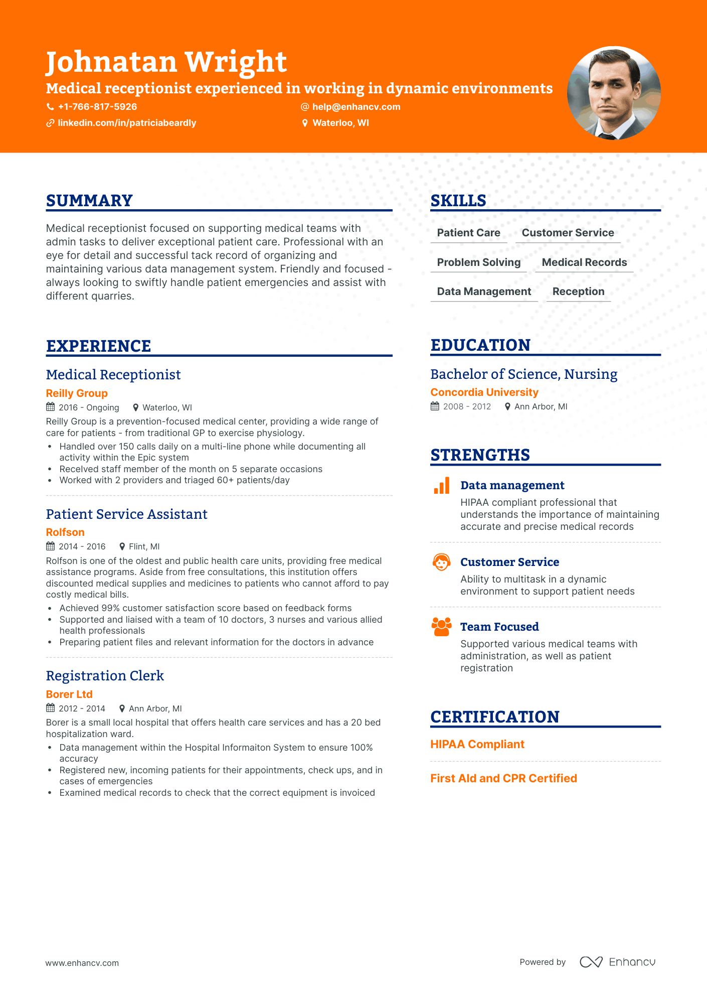 5 Medical Receptionist Resume Examples & Guide for 2023