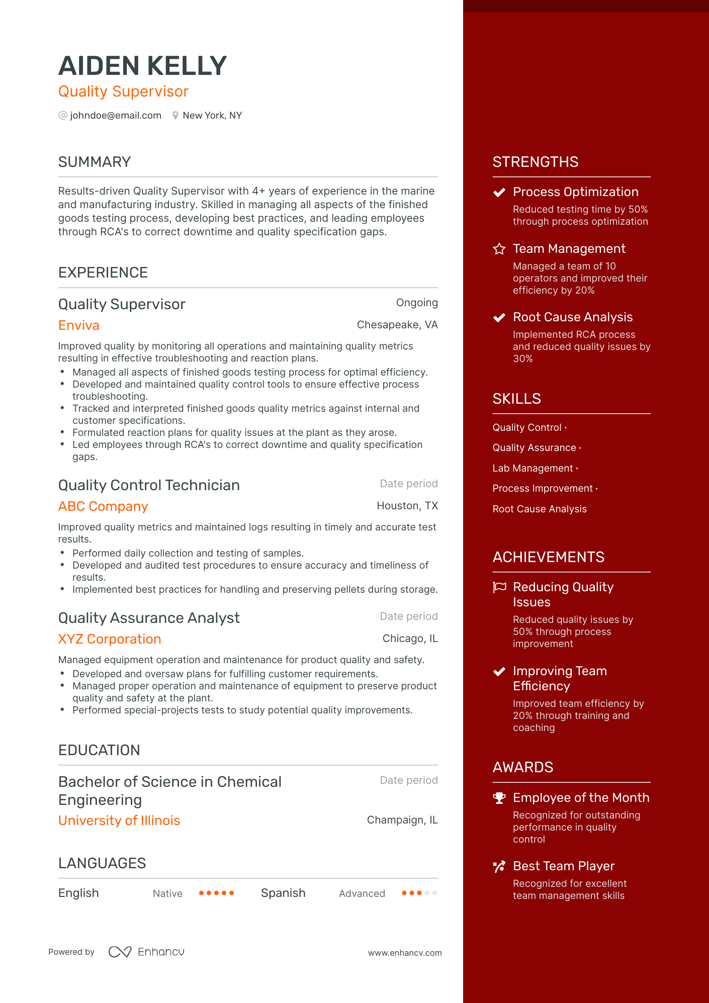 5 Quality Supervisor Resume Examples & Guide For 2024