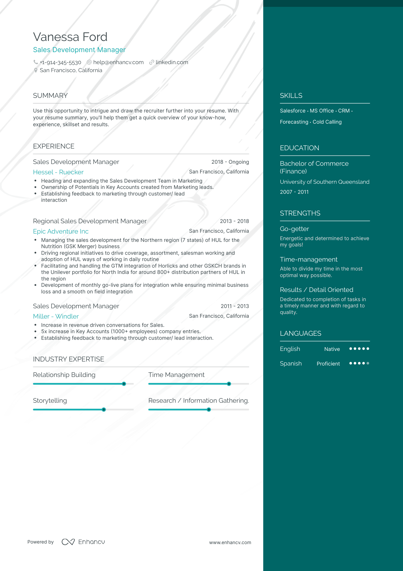 Sales Development Manager Resume Examples & Guide for 2023 (Layout ...