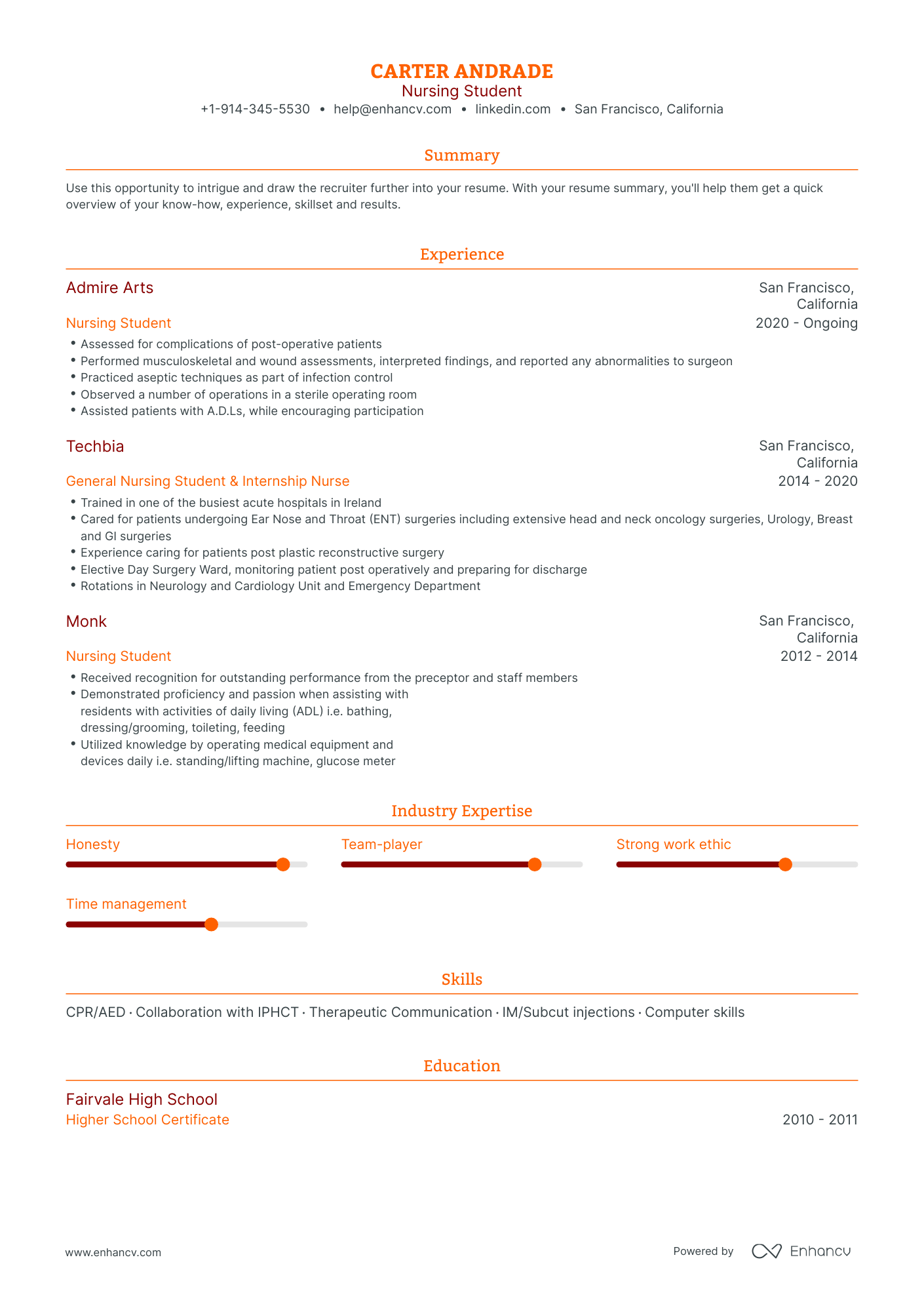 DOWNLOAD: Nursing Student Resume Example for 2023 | Enhancv.com (Layout ...