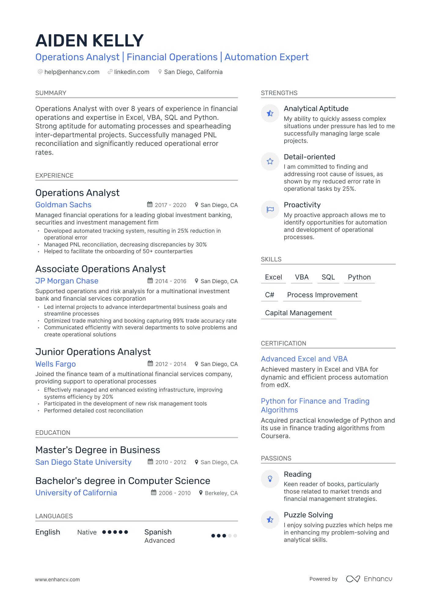 5 Operations Analyst Resume Examples & Guide for 2024