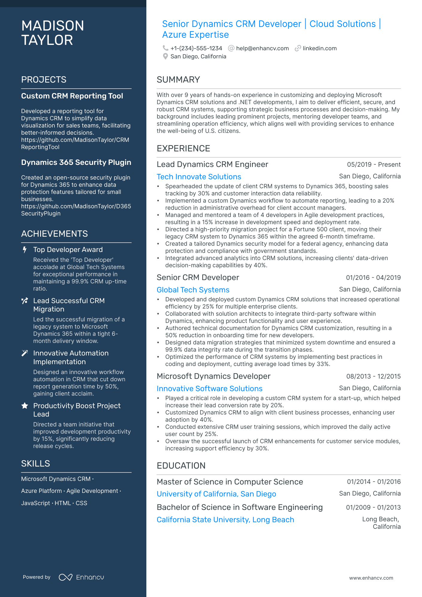 5 CRM Developer Resume Examples & Guide for 2024