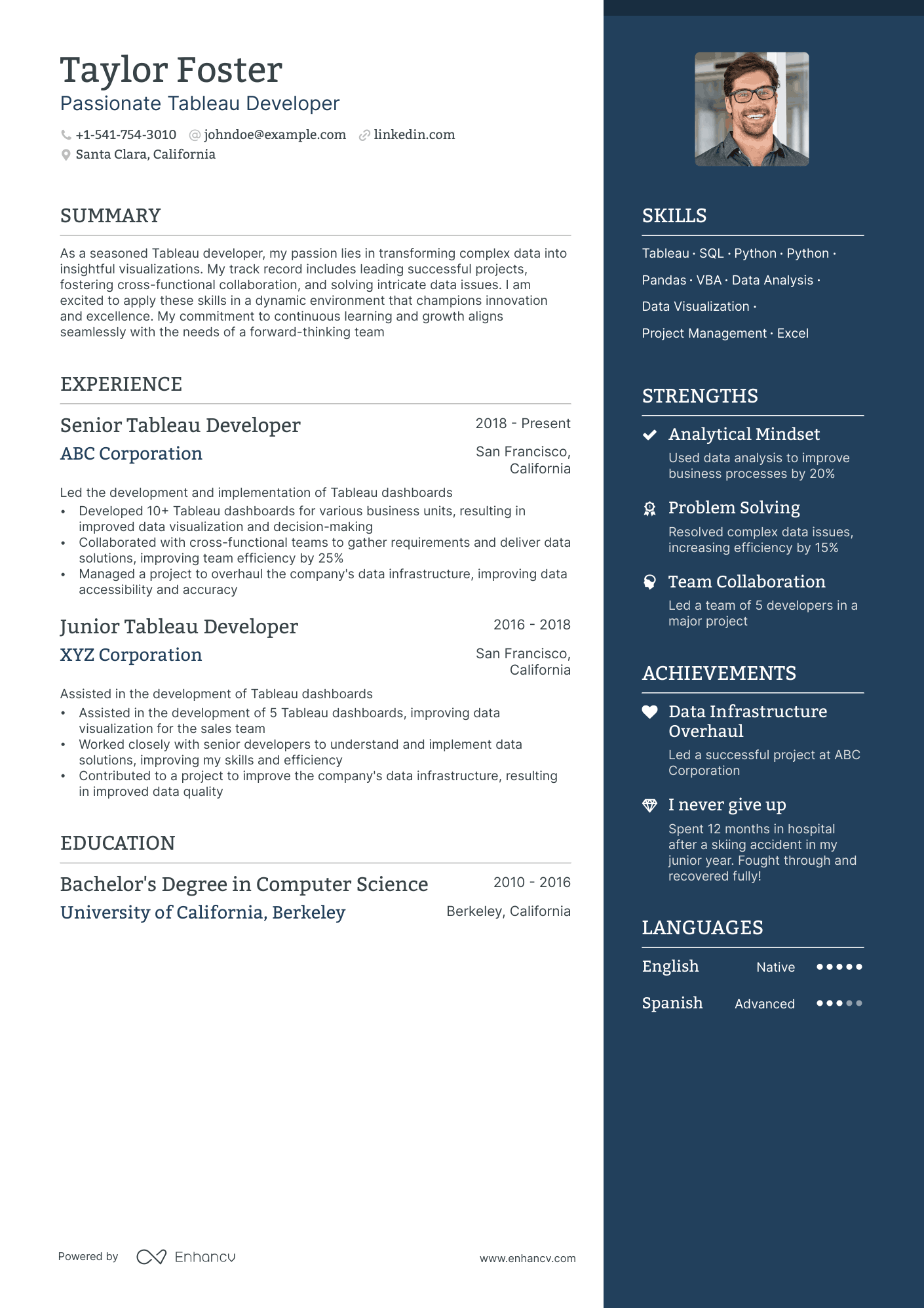 5 Tableau Developer Resume Examples & Guide for 2024