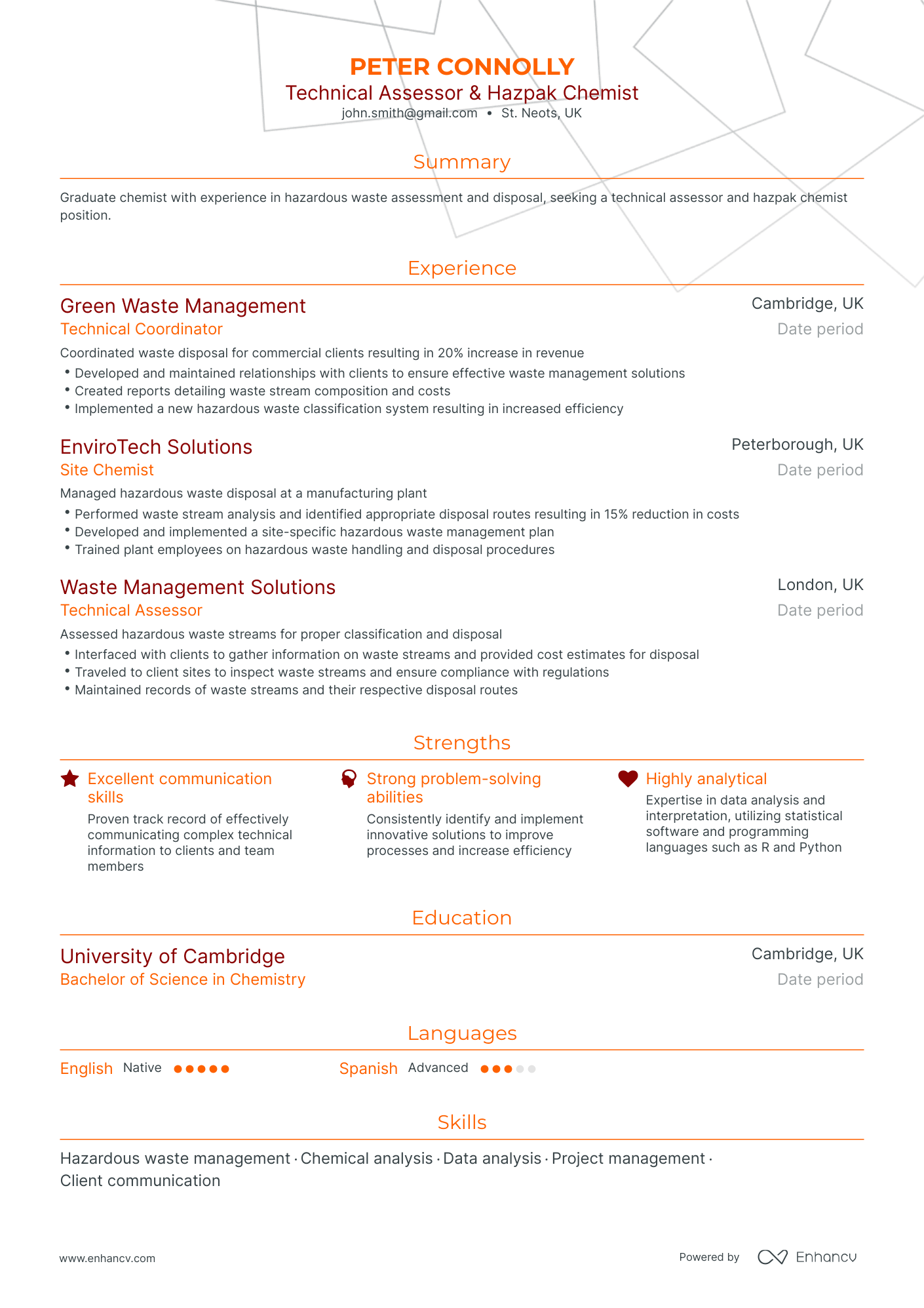 5 Chemist Resume Examples & Guide for 2024