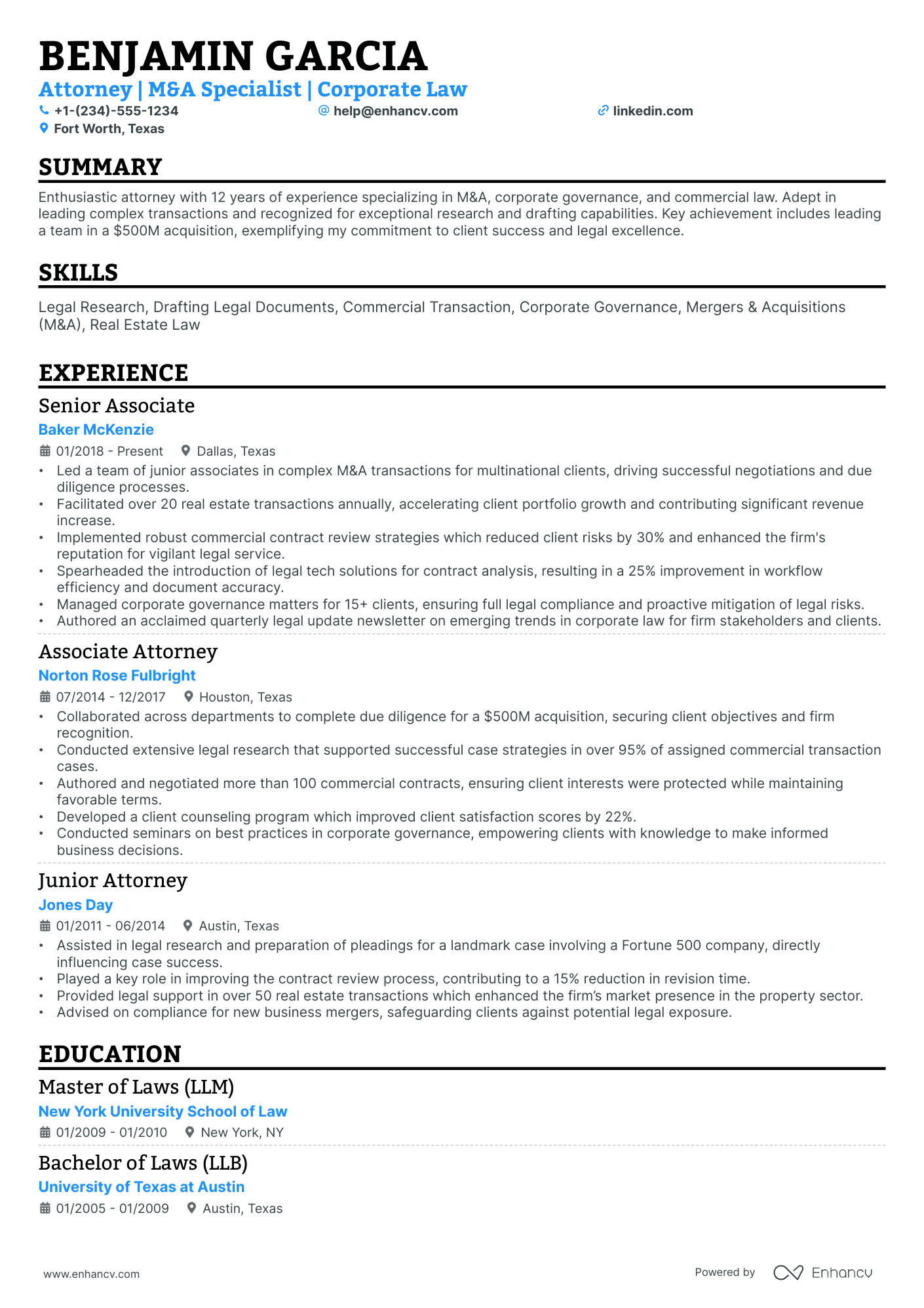 10 Corporate Lawyer Resume Examples & Guide for 2026