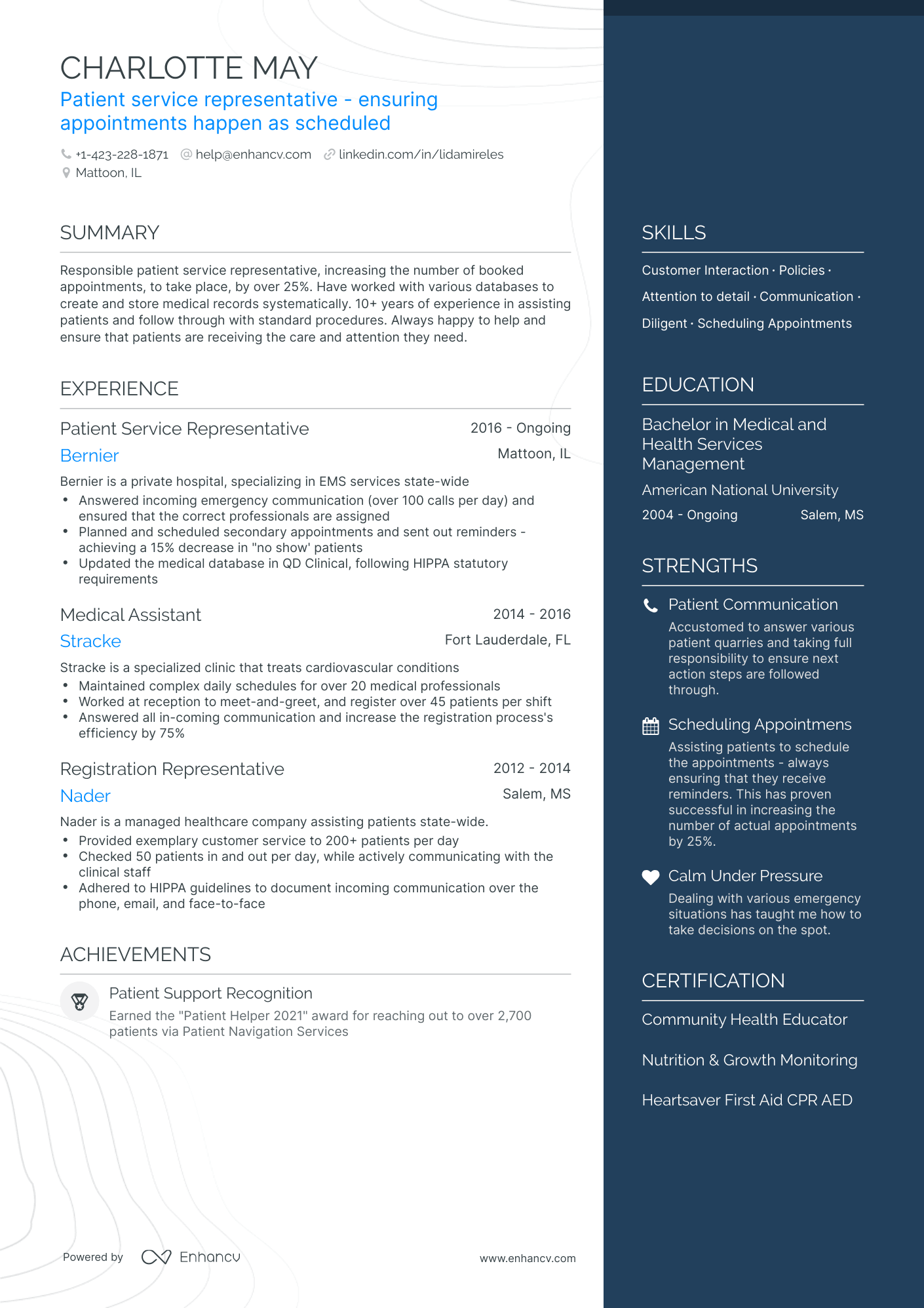 Patient Service Representative Resume Examples & Guide for 2023 (Layout ...