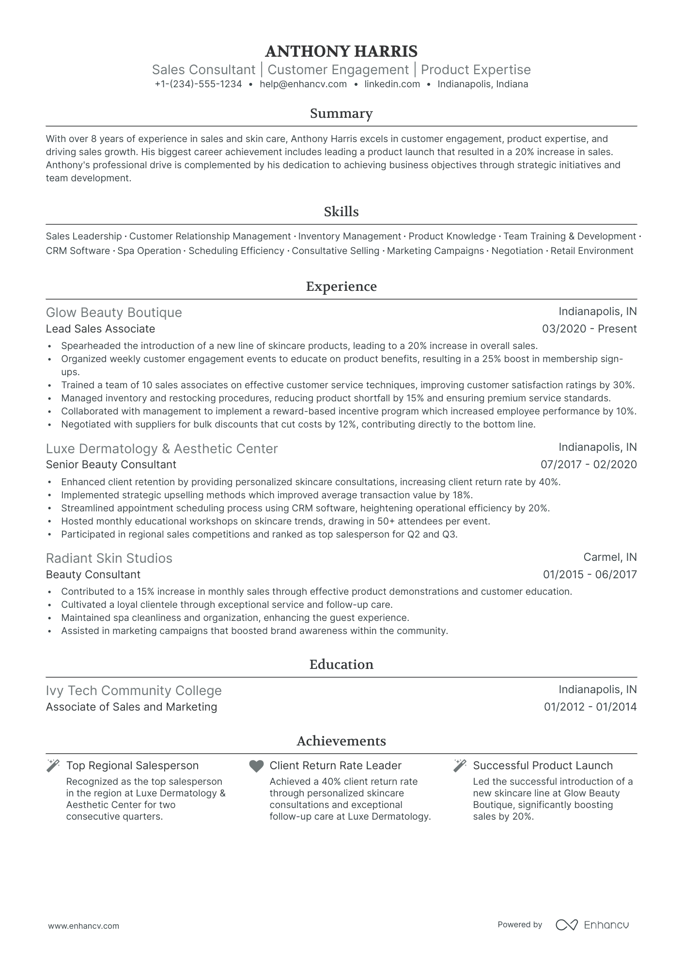 5 Beauty Consultant Resume Examples & Guide for 2024