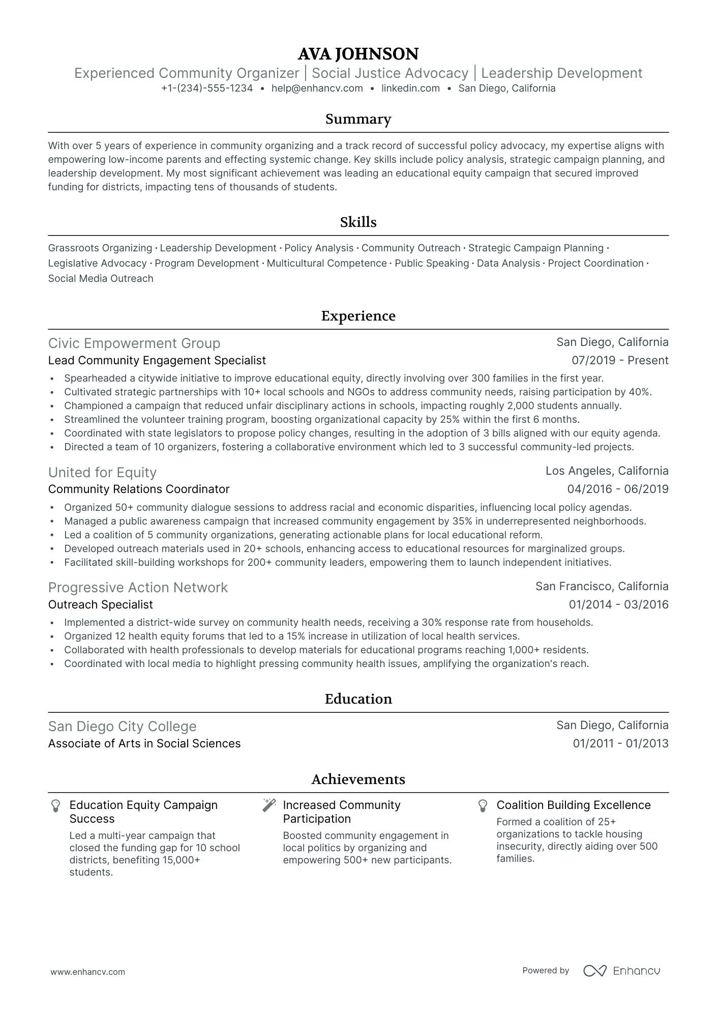 5 Community Organizer Resume Examples & Guide for 2024