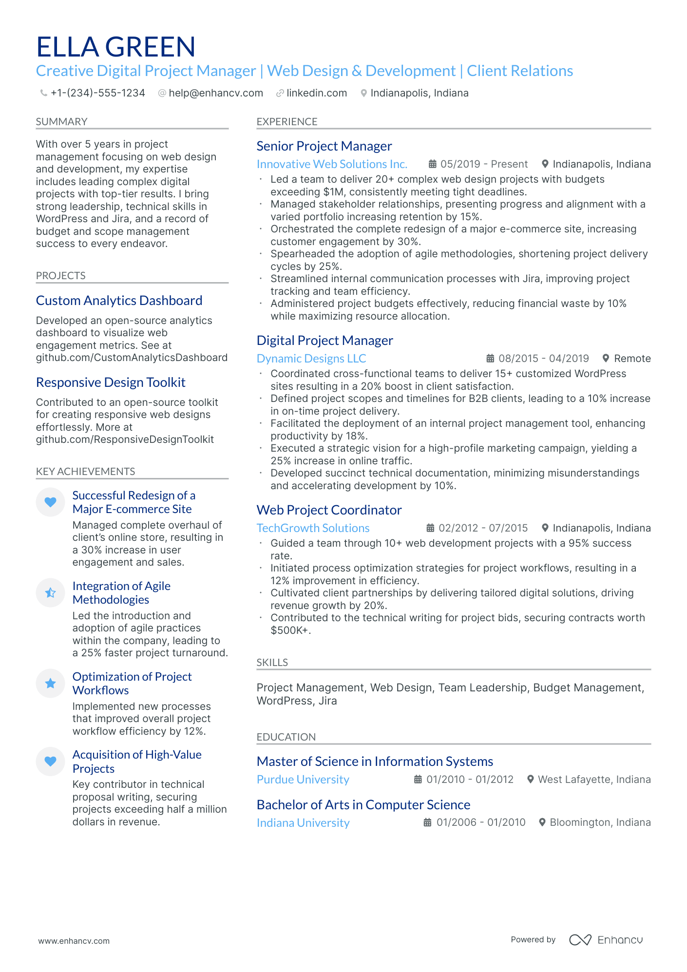 10 Web Project Manager Resume Examples & Guide for 2026