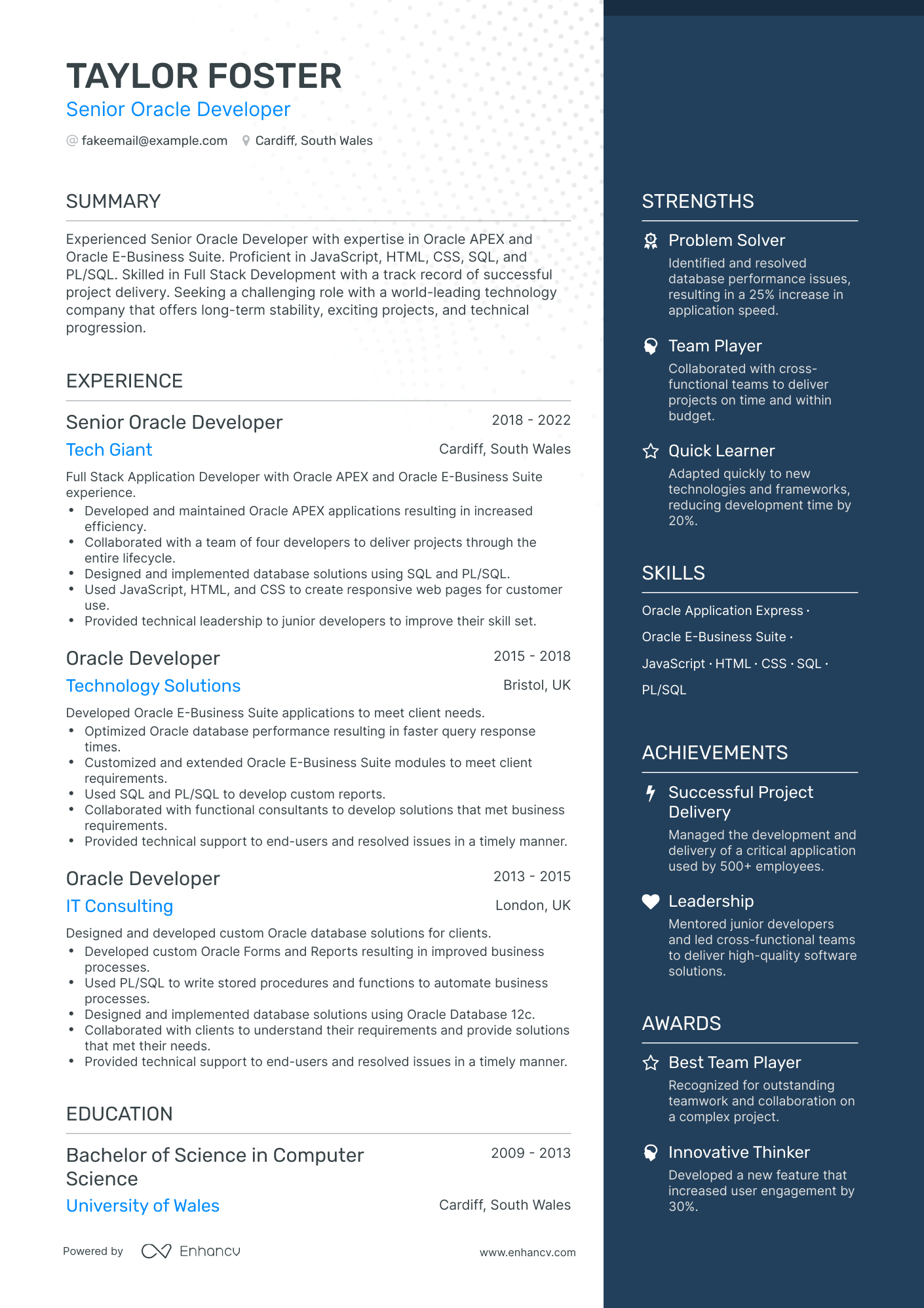 5 Senior Oracle Developer Resume Examples & Guide for 2024