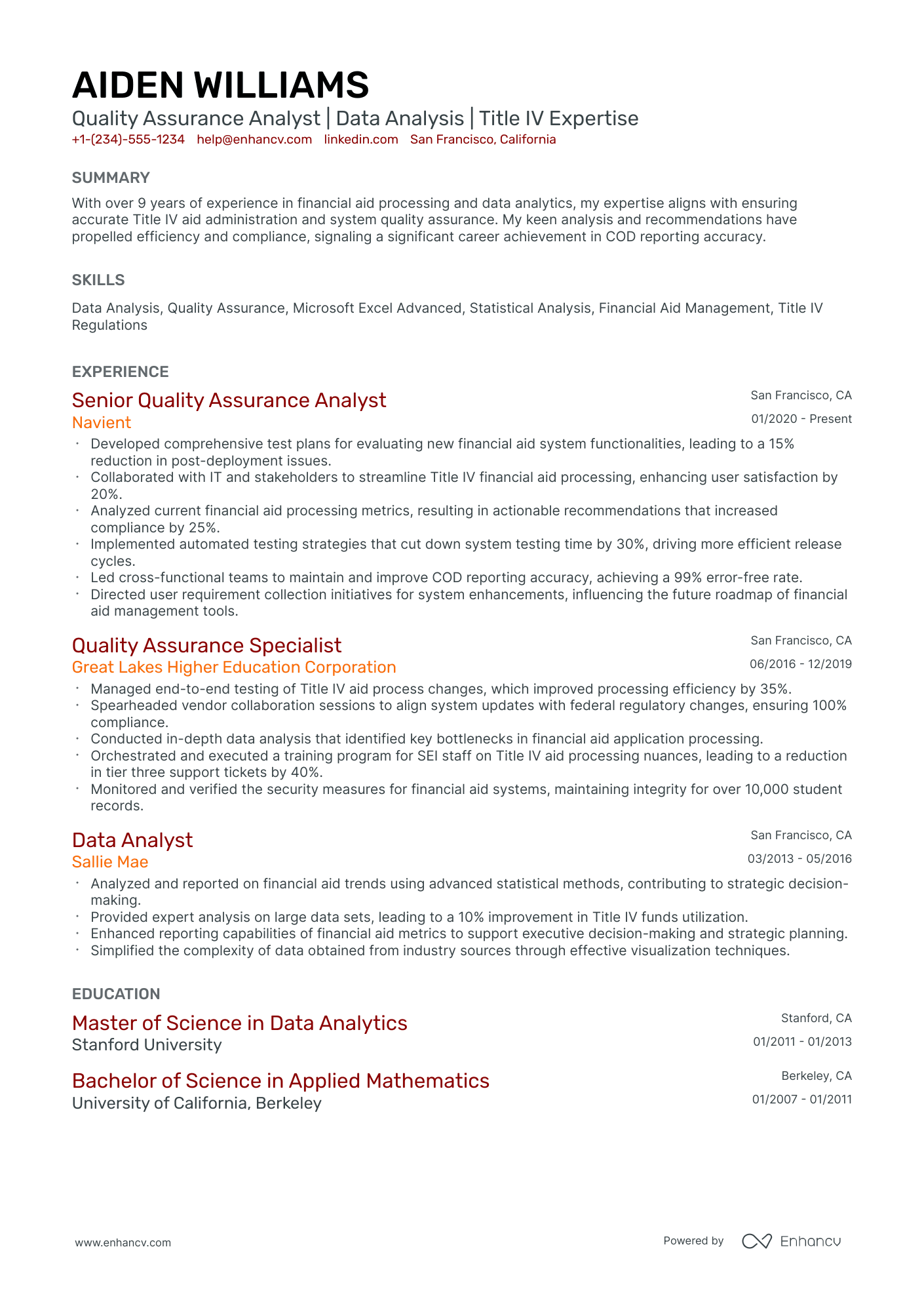 10 Quality Assurance Analyst Resume Examples & Guide for 2026