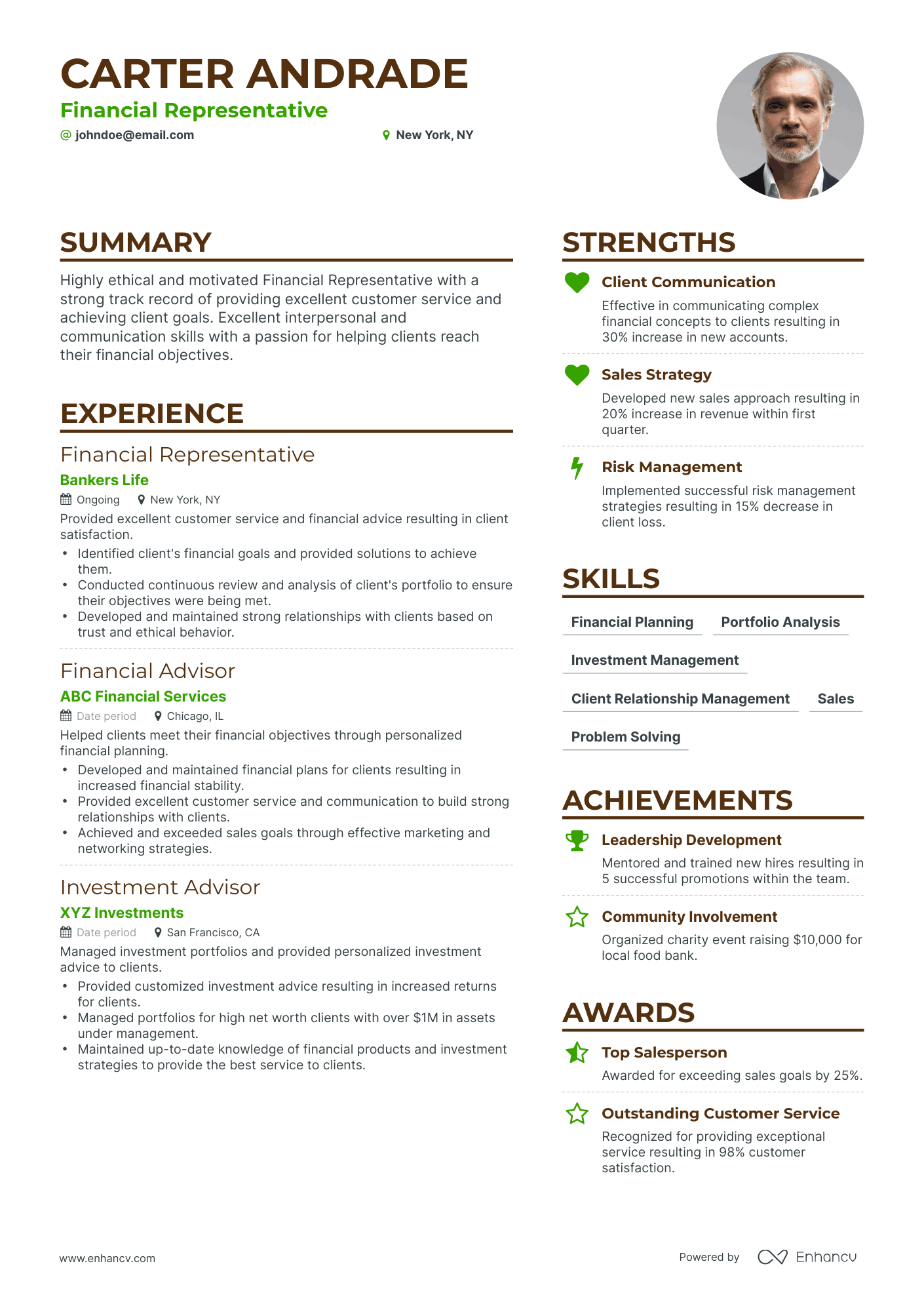 5 Financial Representative Resume Examples & Guide for 2024