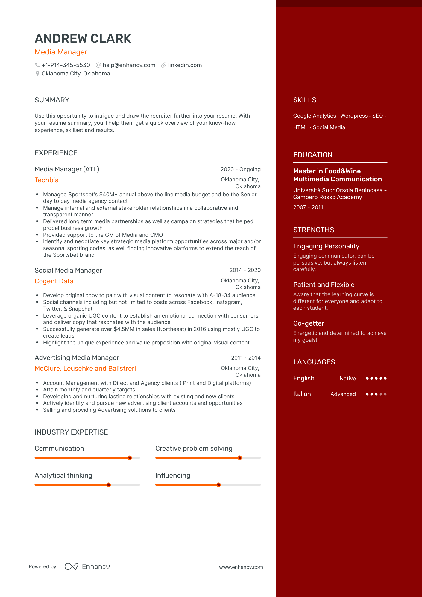 Media Manager Resume Examples & Guide for 2023 (Layout, Skills ...