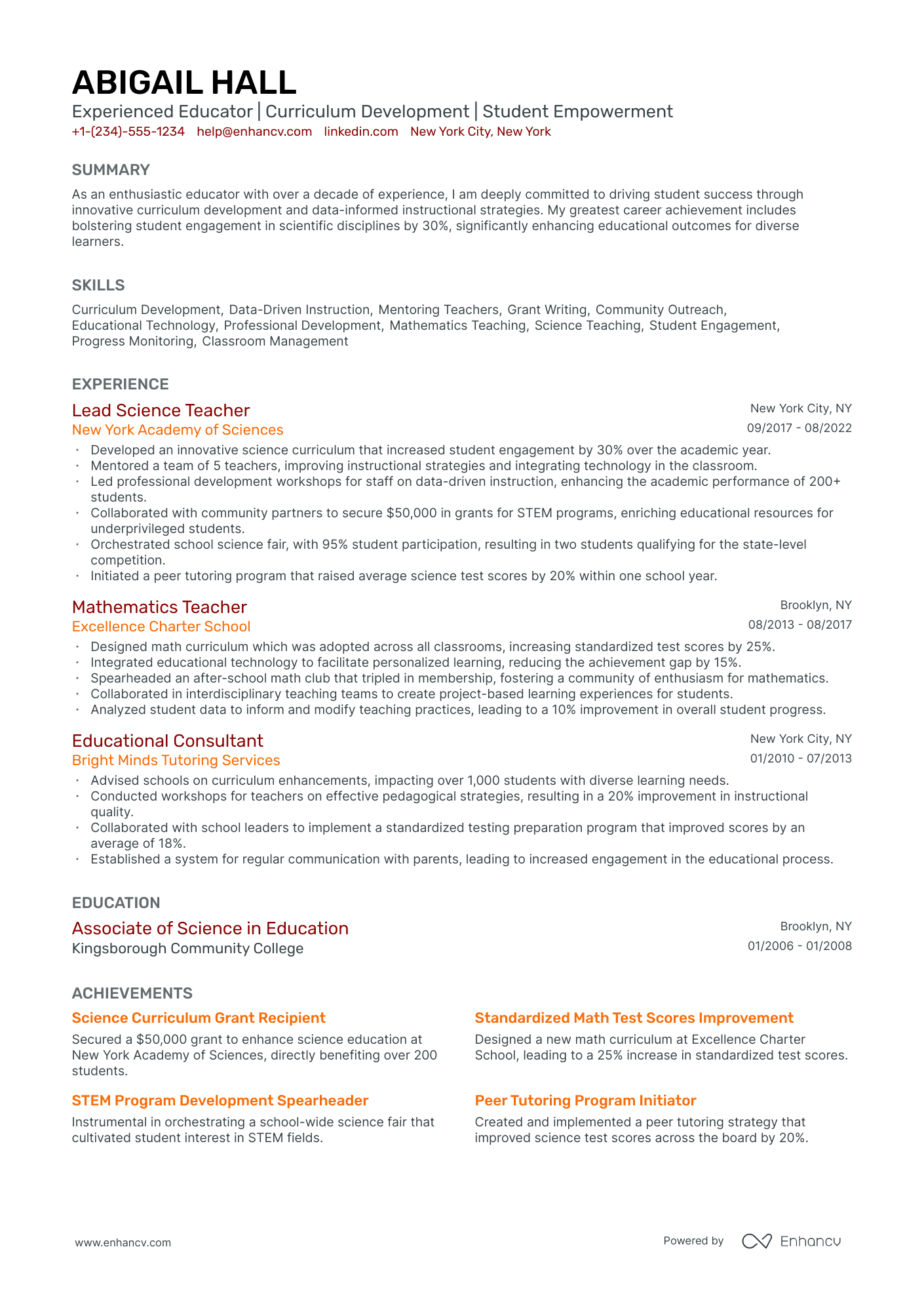 5 Music Teacher Resume Examples & Guide for 2024