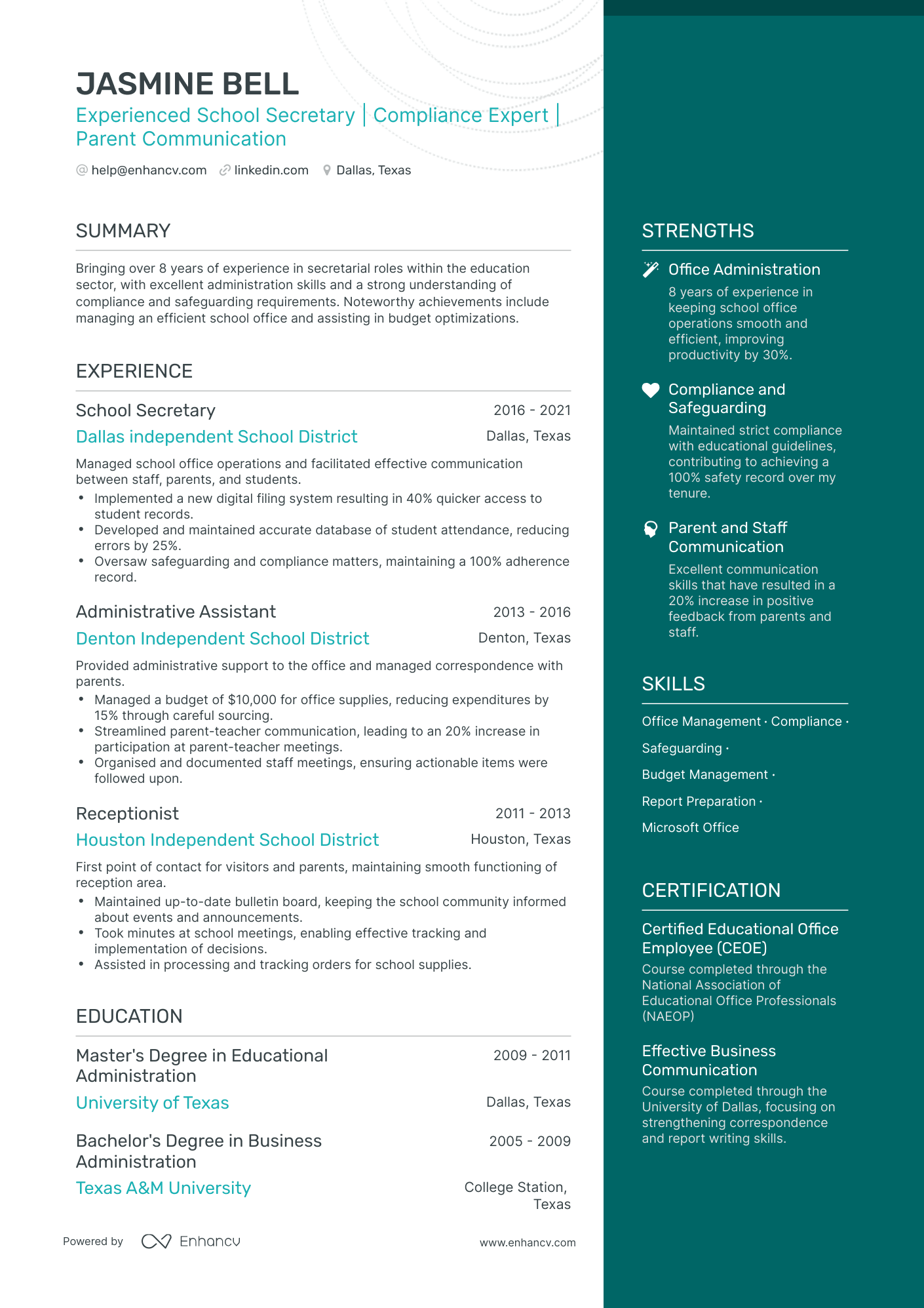 5 School Secretary Resume Examples & Guide for 2024