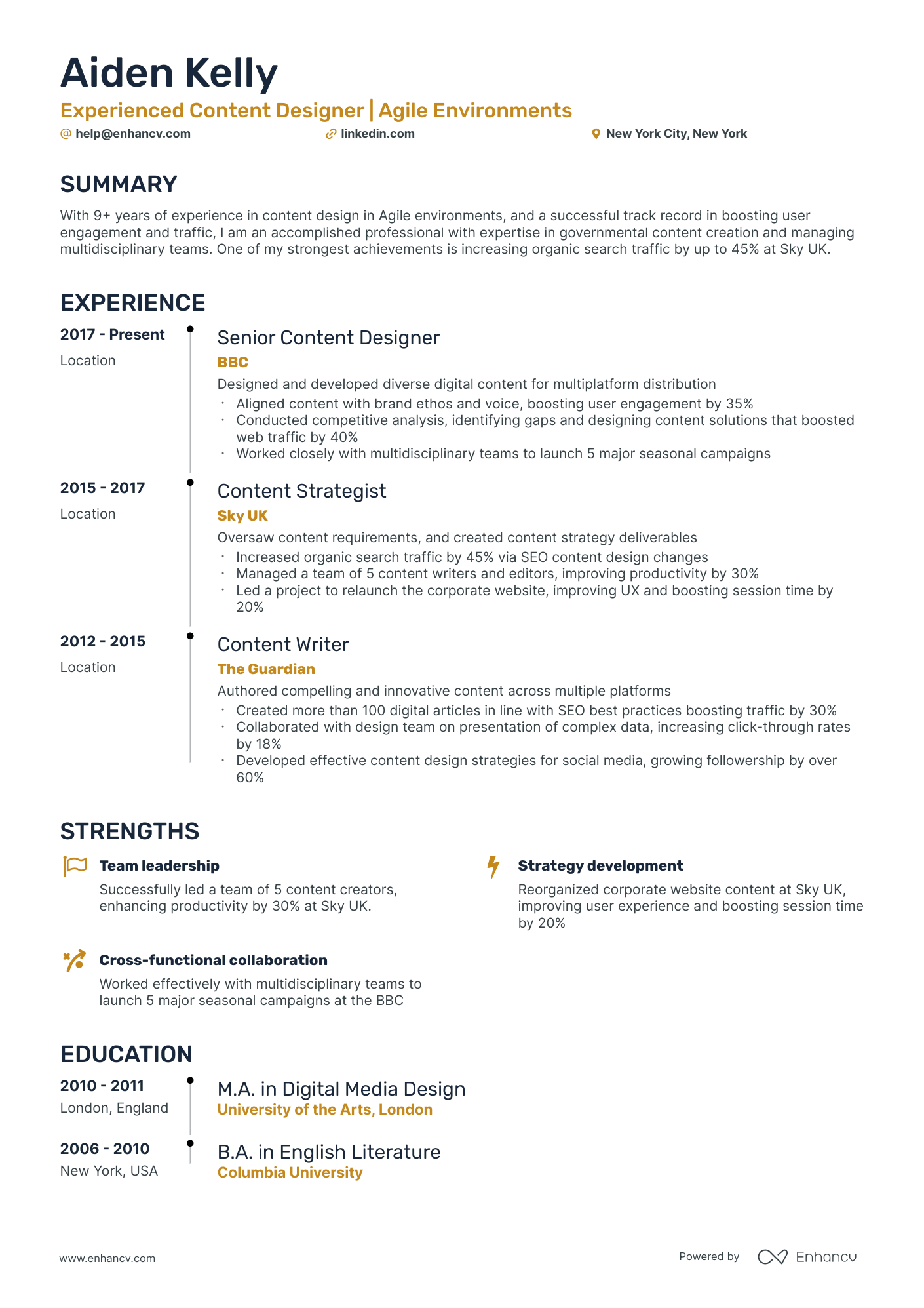 5 Content Designer Resume Examples & Guide for 2024