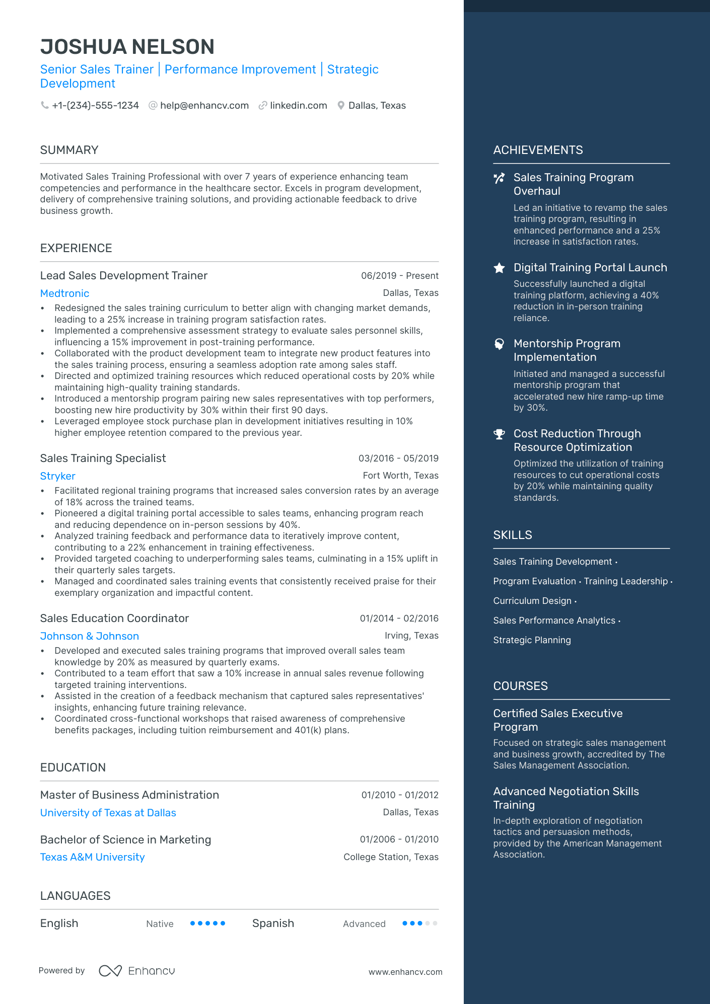 5 Sales Trainer Resume Examples & Guide for 2024