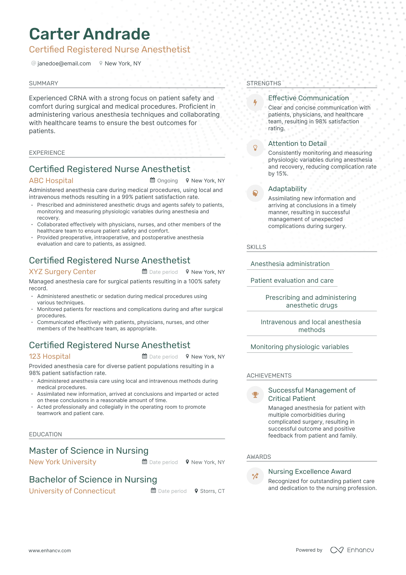 5 Nurse Anesthetist Resume Examples - AHR0cHM6Ly9jZG4uZW5oYW5jdi5jb20vcHJlZGVmaW5lZC1leGFtcGxlcy9qU09ISDRoVnJhUmZzZGpjZ2lEMjdqN2hPVUhFU2ZMMlVZeGZIck5qL2ltYWdlLnBuZw~~. 
