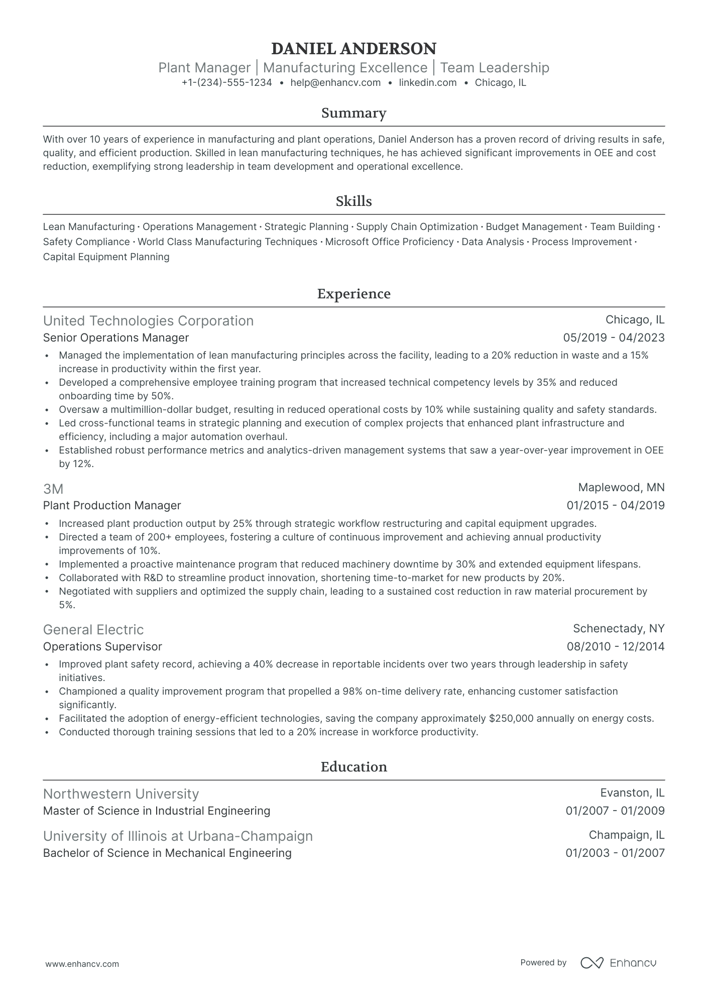 5 Plant Manager Resume Examples & Guide for 2024