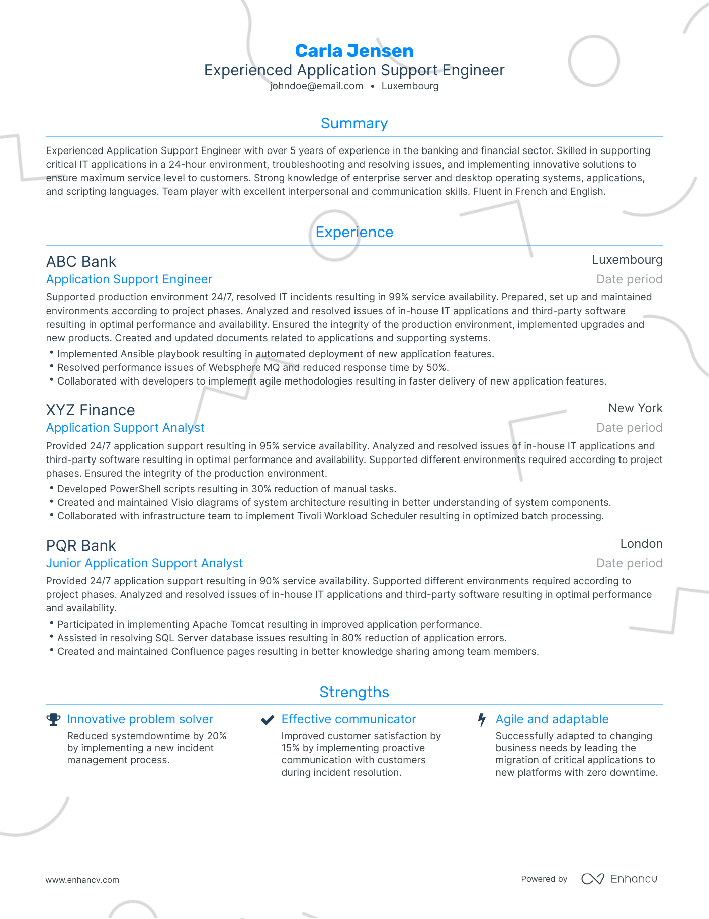 application support resume examples