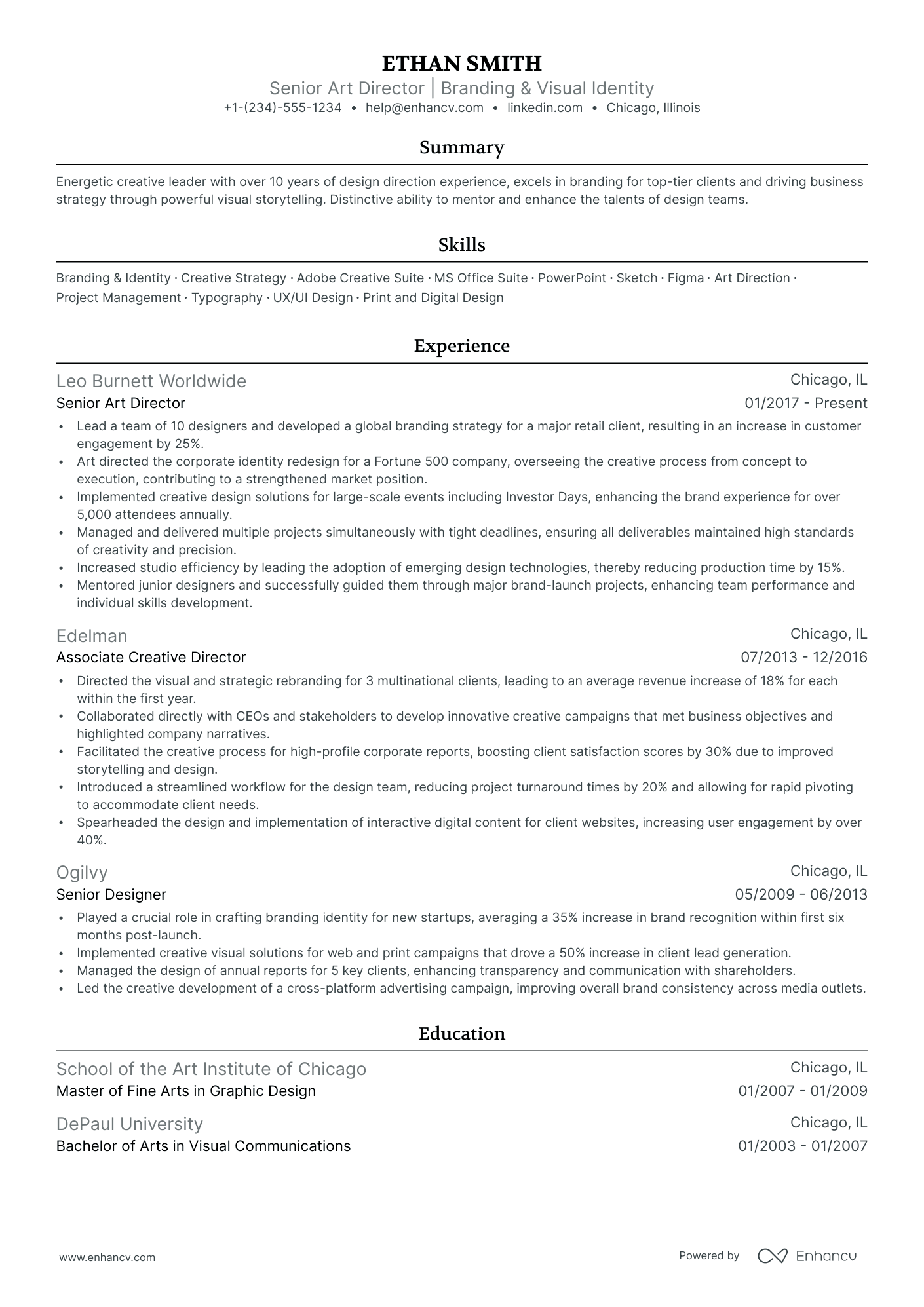 5 Senior Art Director Resume Examples & Guide for 2024