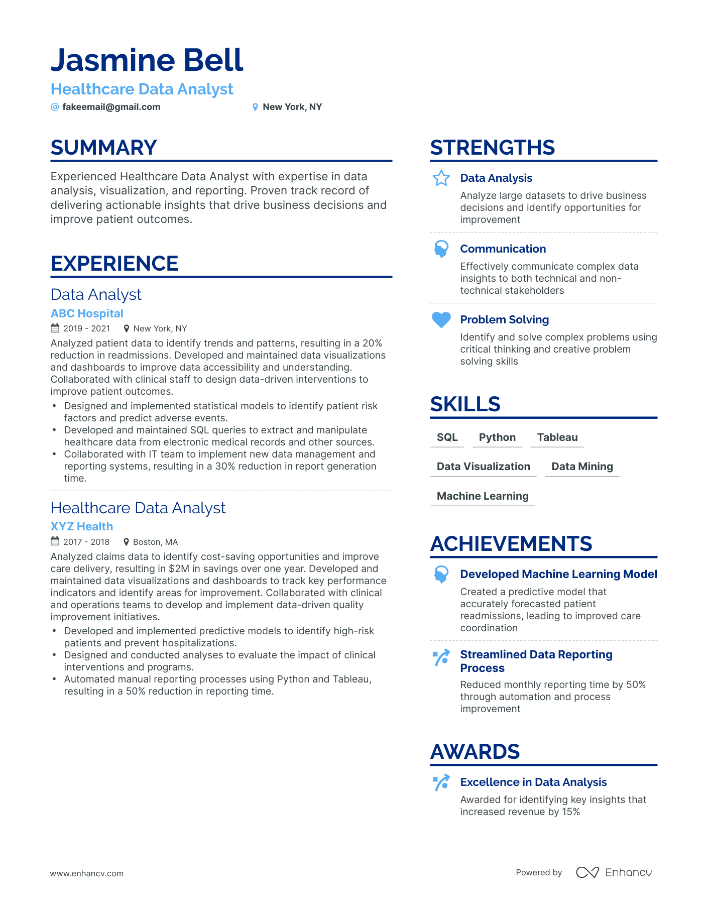 5 Healthcare Data Analyst Resume Examples & Guide for 2024