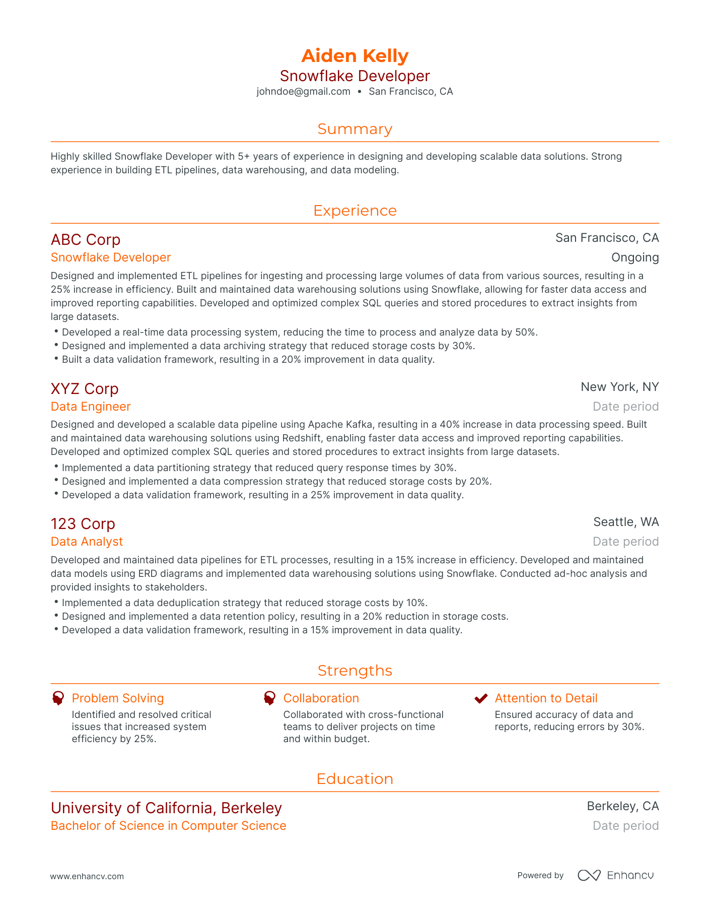 5 Snowflake Developer Resume Examples & Guide for 2023